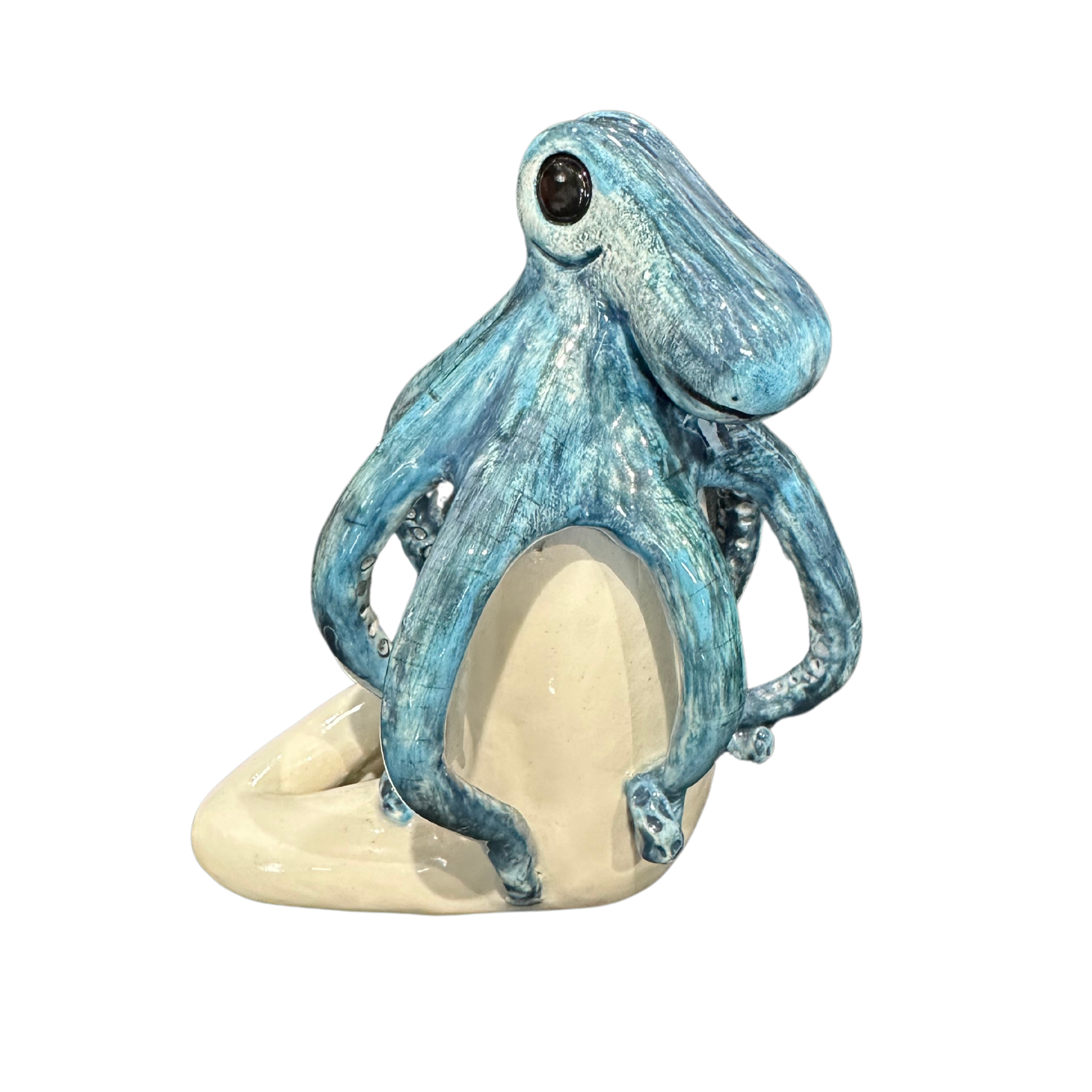 Medium Ceramic Blue Octopus Statue - Fantasea Range