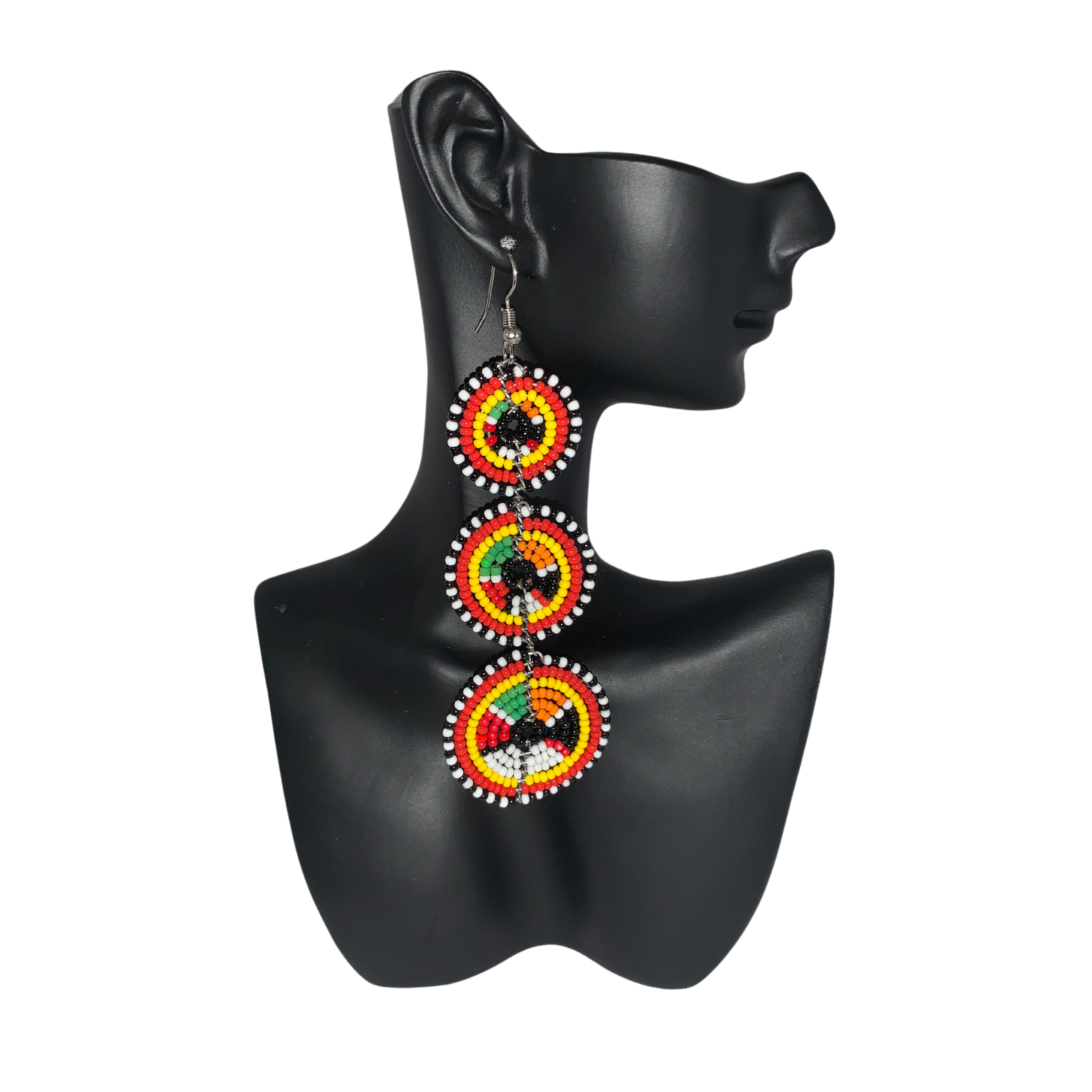 Beaded Maasai Triple Circle Earrings