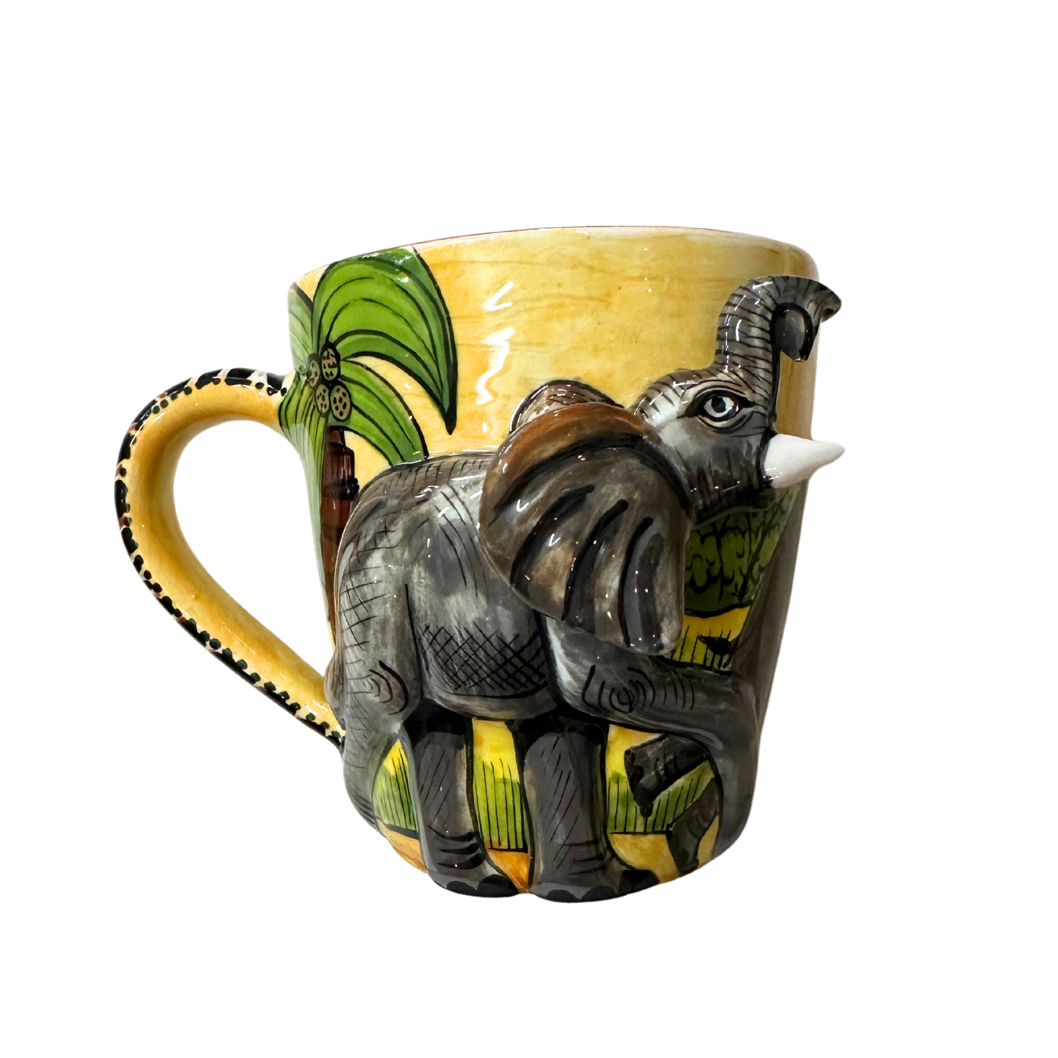 3D Hand Painted Ceramic Elephant Mug