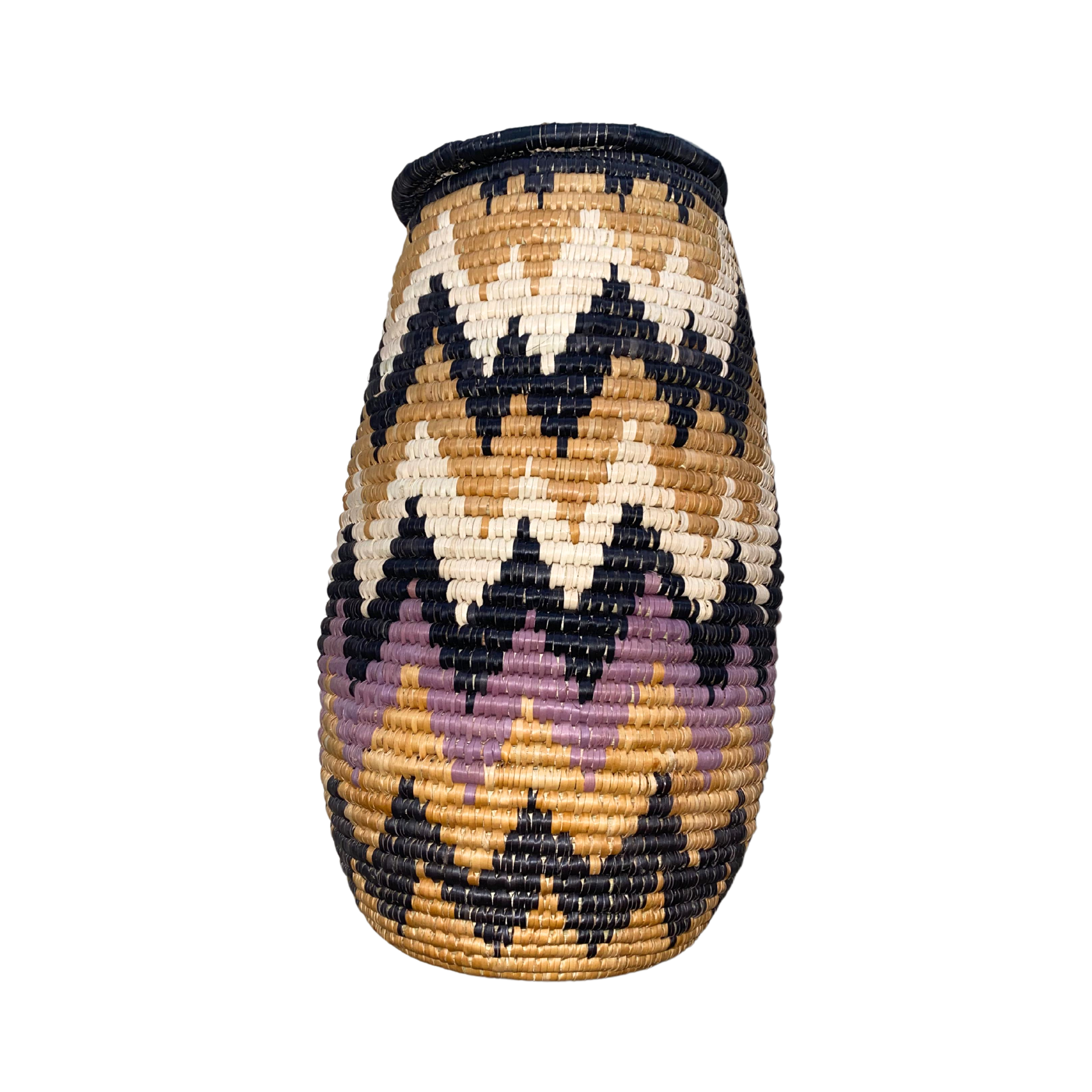 Small Hand Weaved Zig-Zag Conical Basket