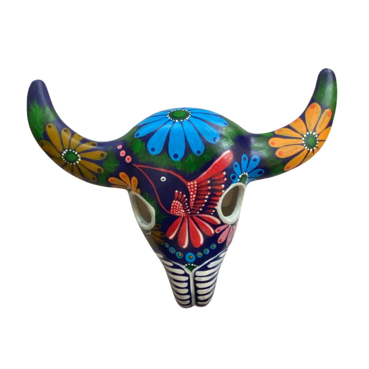 Colourful Painted Ceramic Skulls (Floral With Birds)