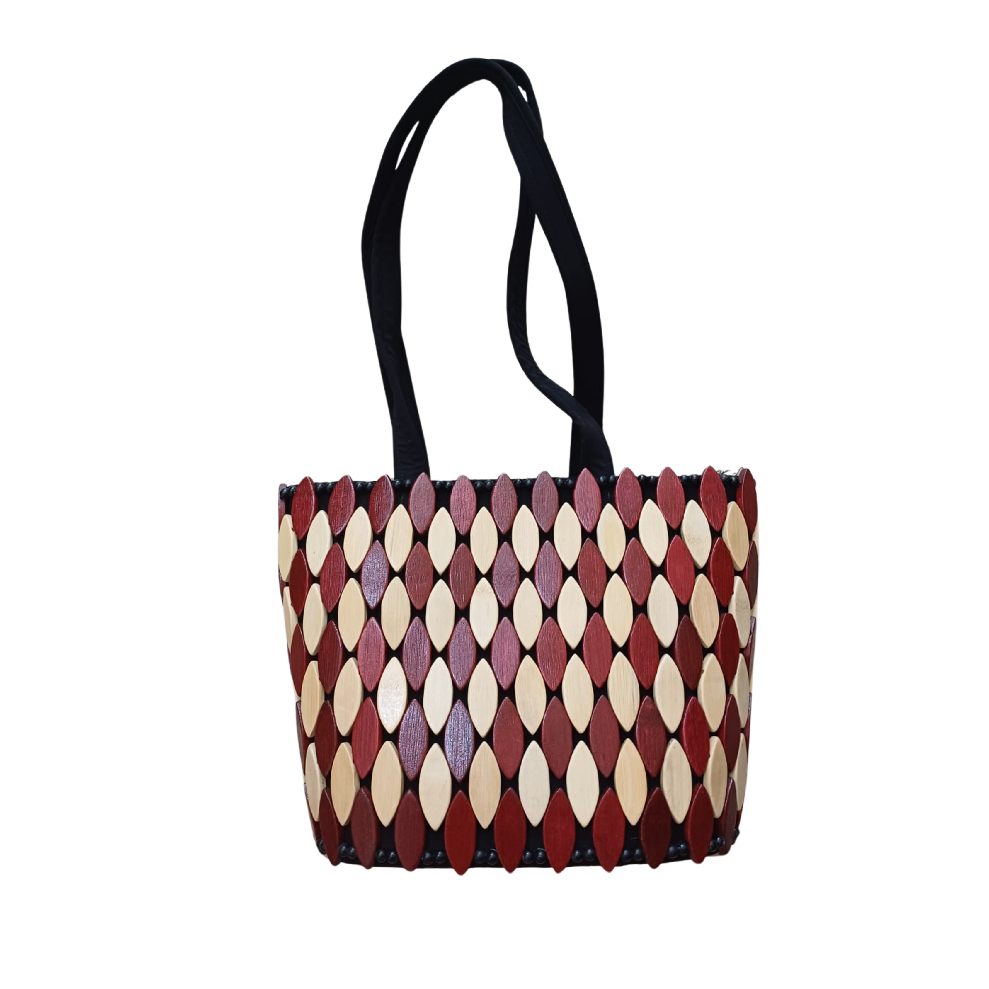 Colourful Wood Chip/Beaded Handbag