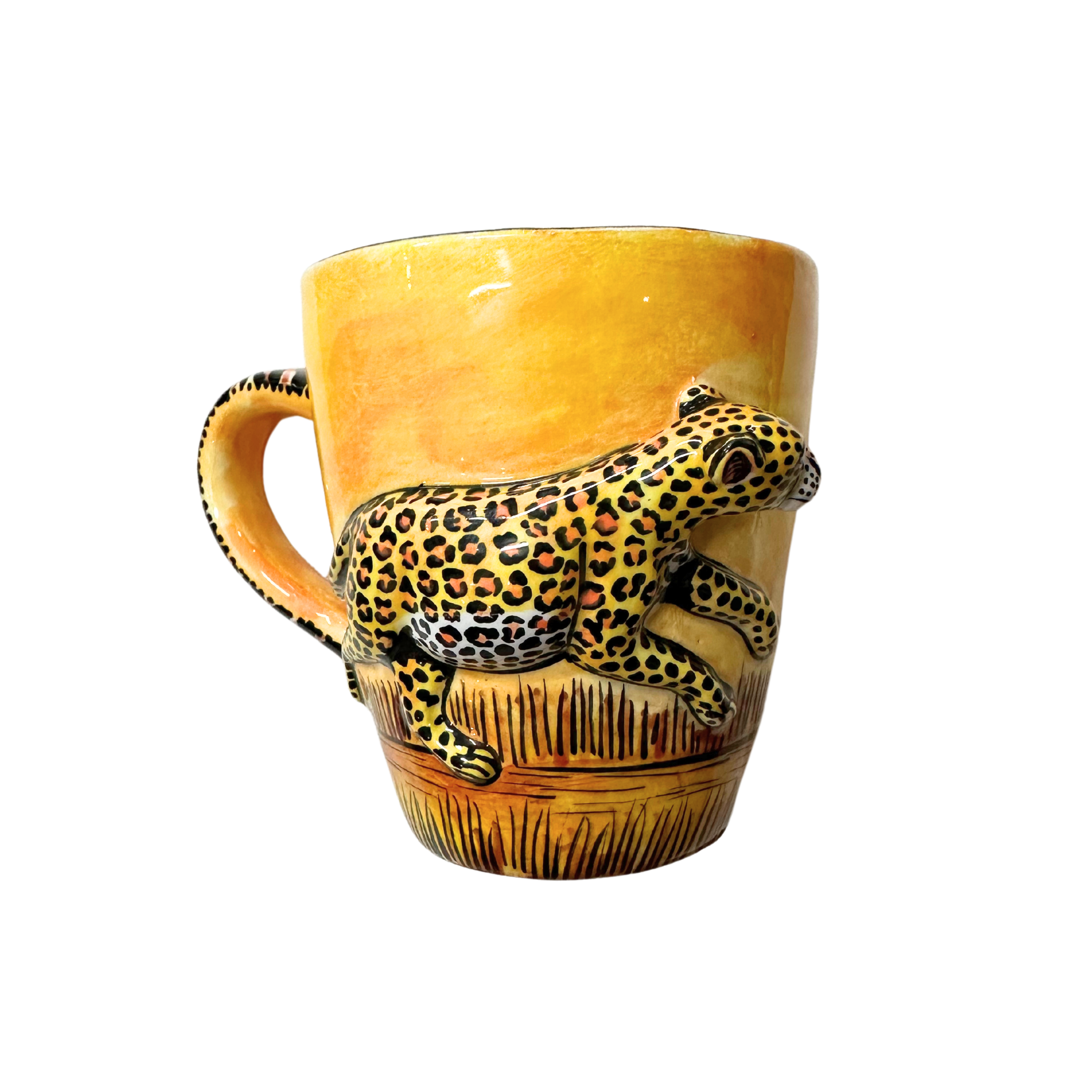 3D Hand Painted Ceramic Leopard Mug