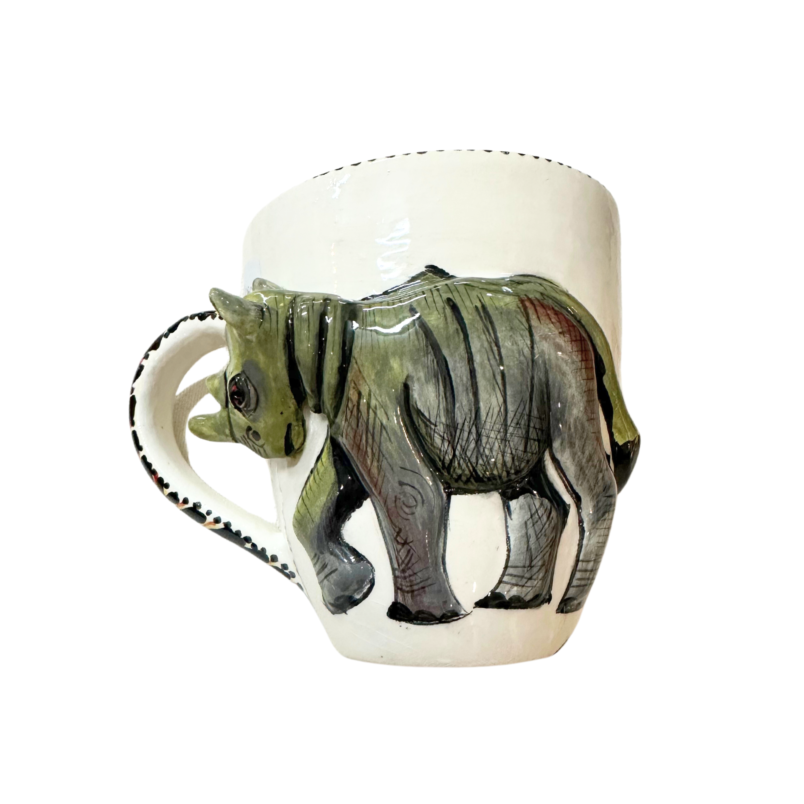 3D Hand Painted Ceramic Rhino Mug