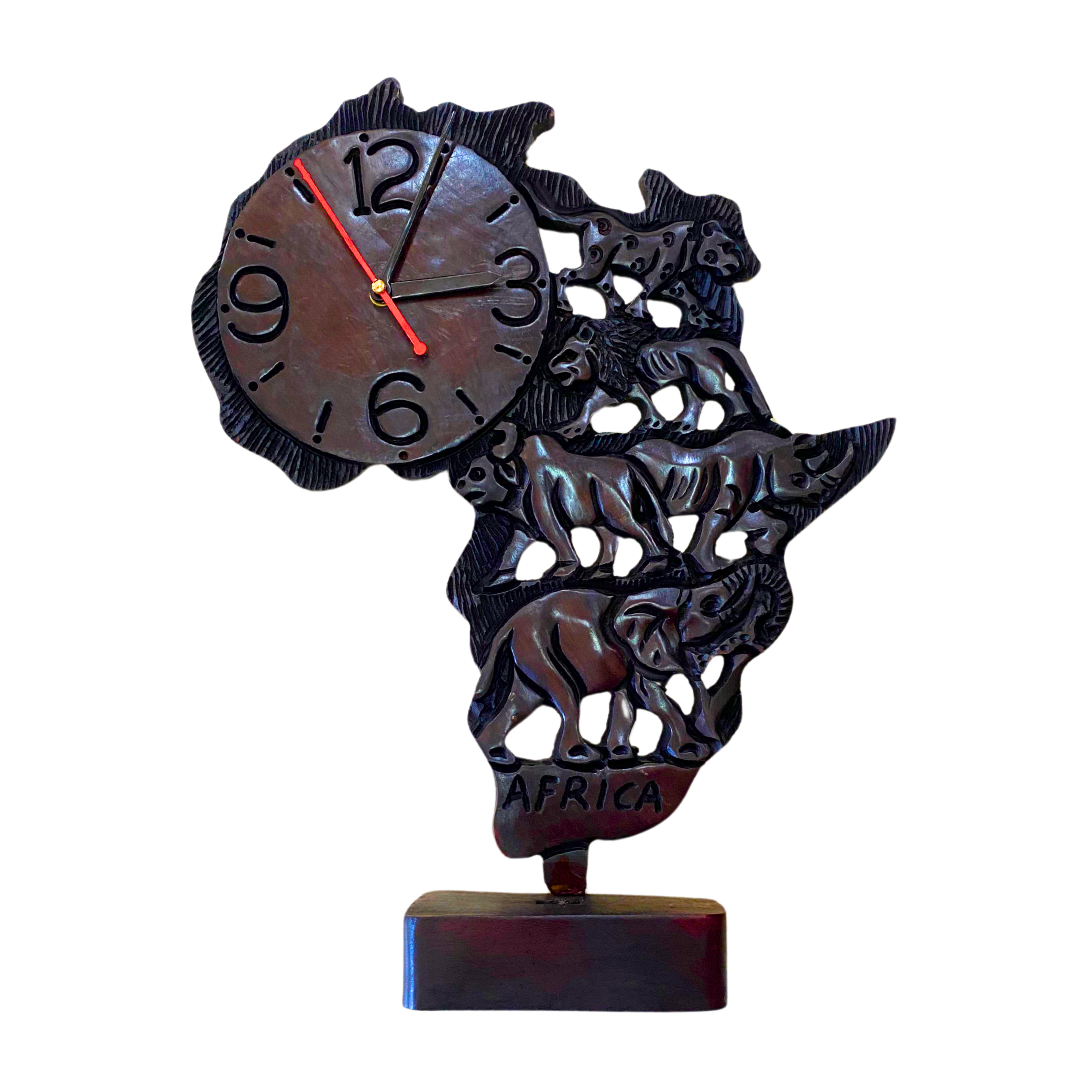 Standing Big 5 Africa Map Clock