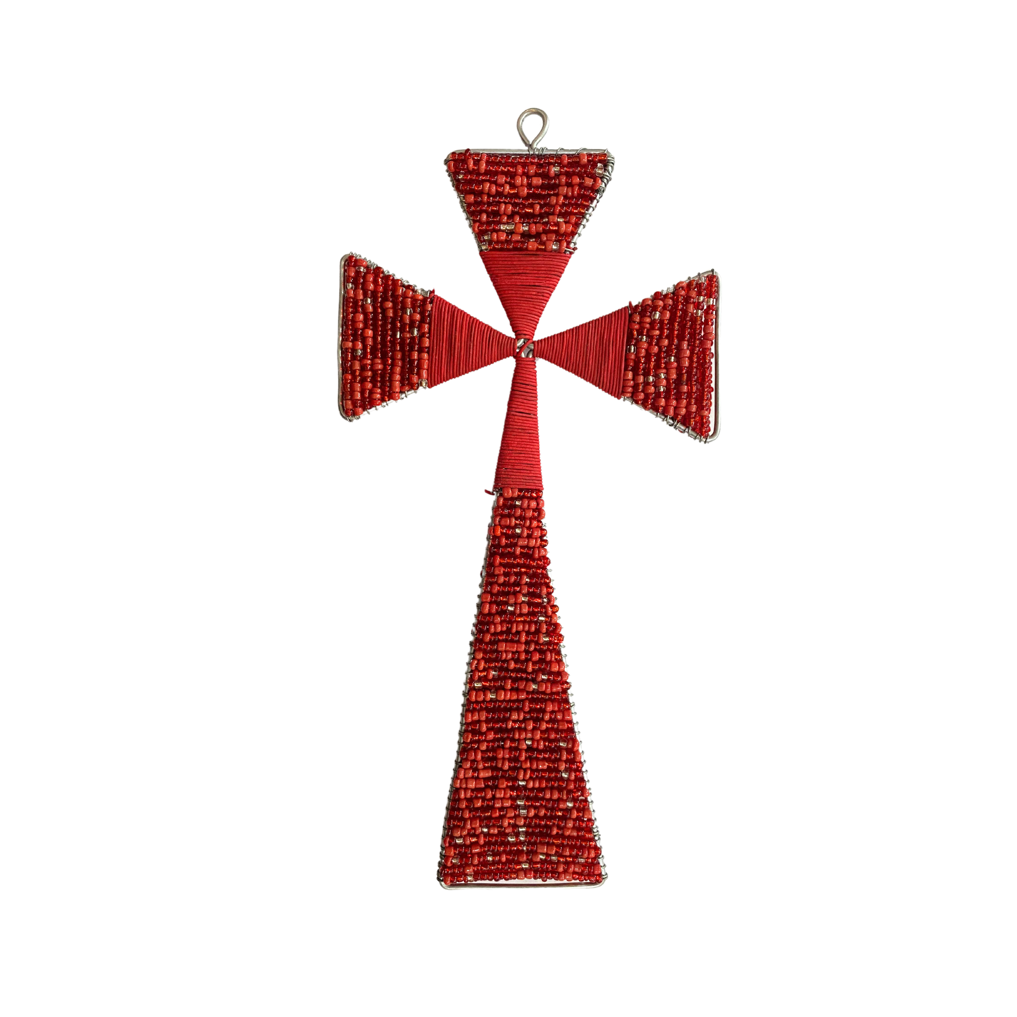 Beaded Telephone Wire Cross Christmas Tree Ornament