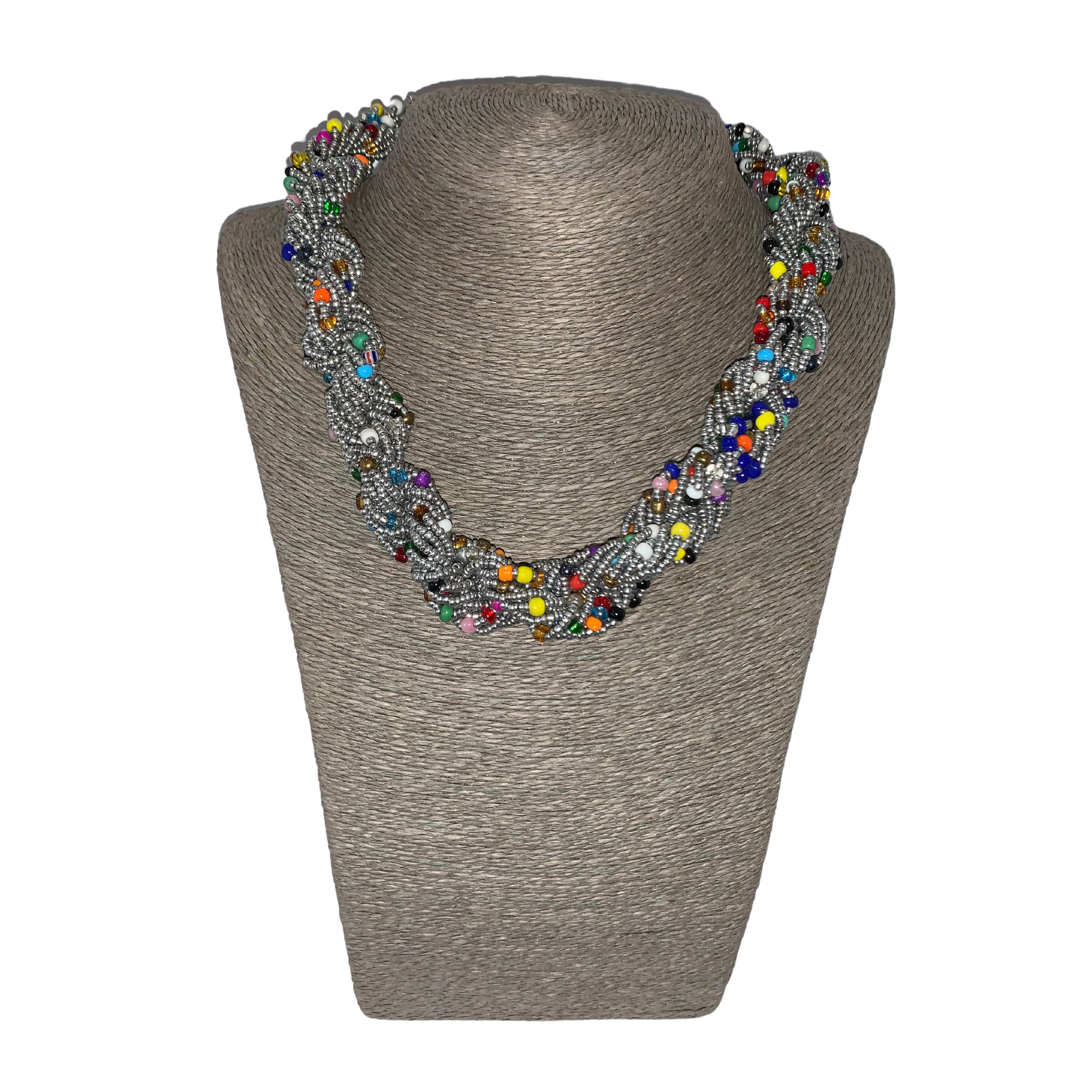 Twisted Zulu Hand Beaded Necklace