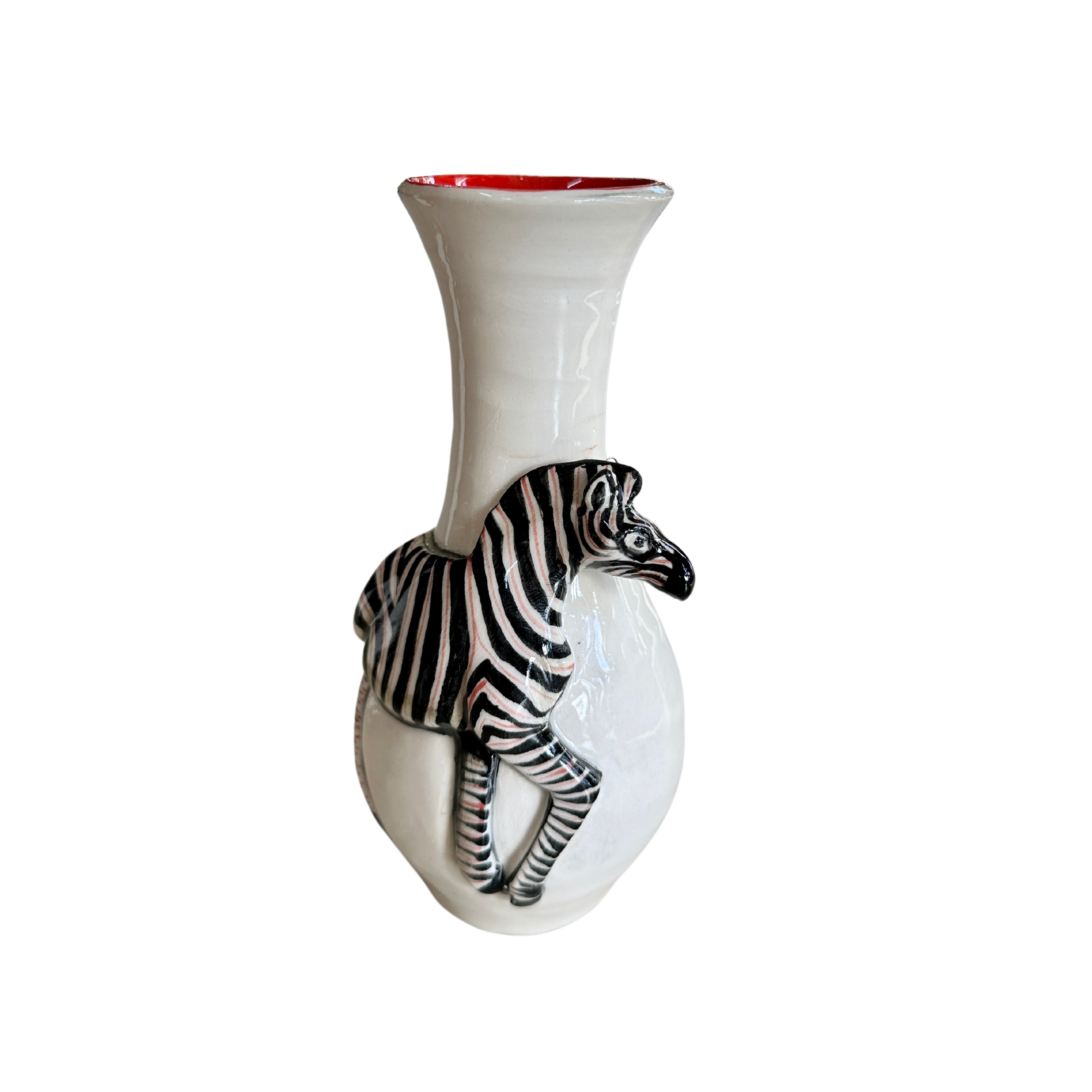 Medium 3D Ceramic Zebra Rose Vase