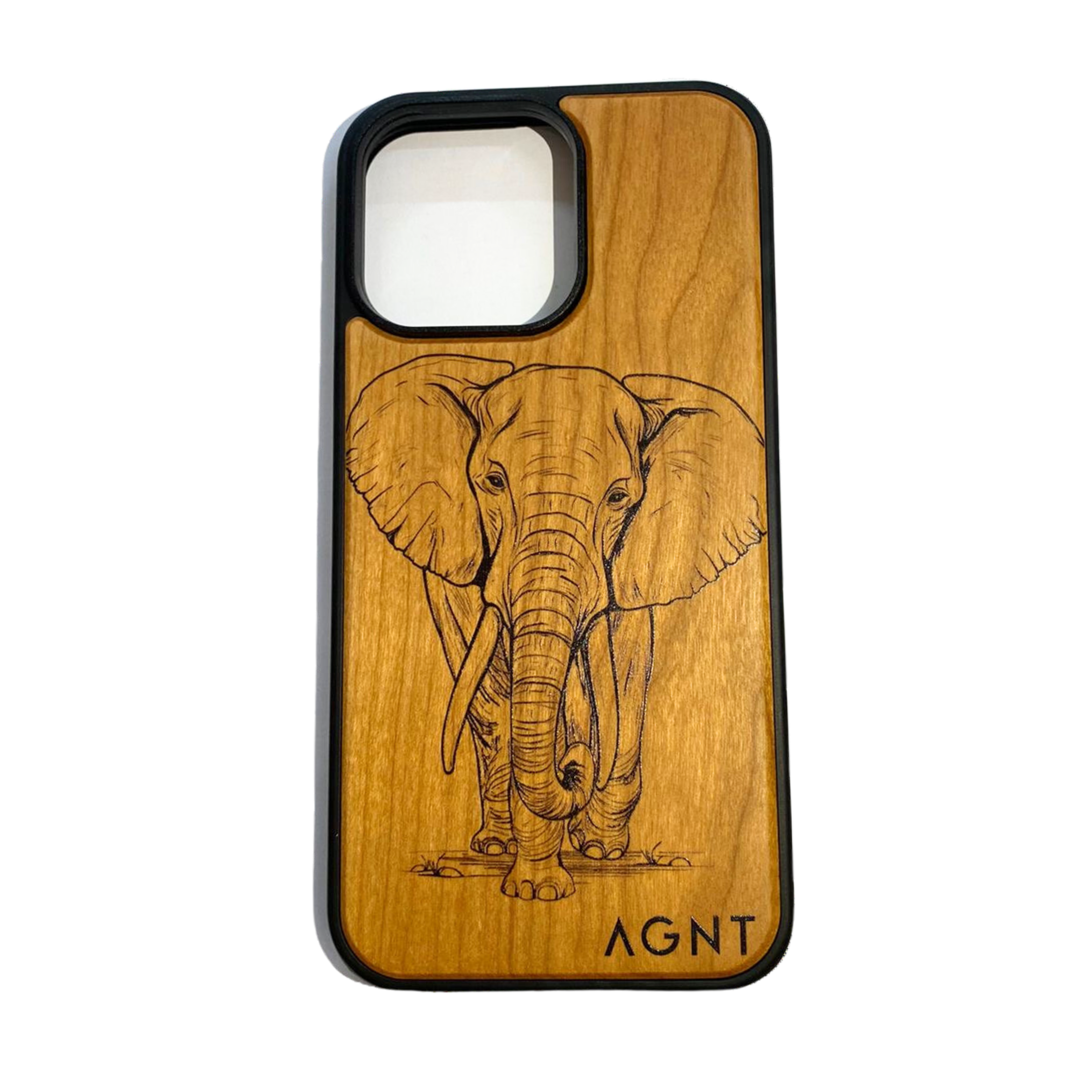 Elephant Print Wooden Cellphone Cover