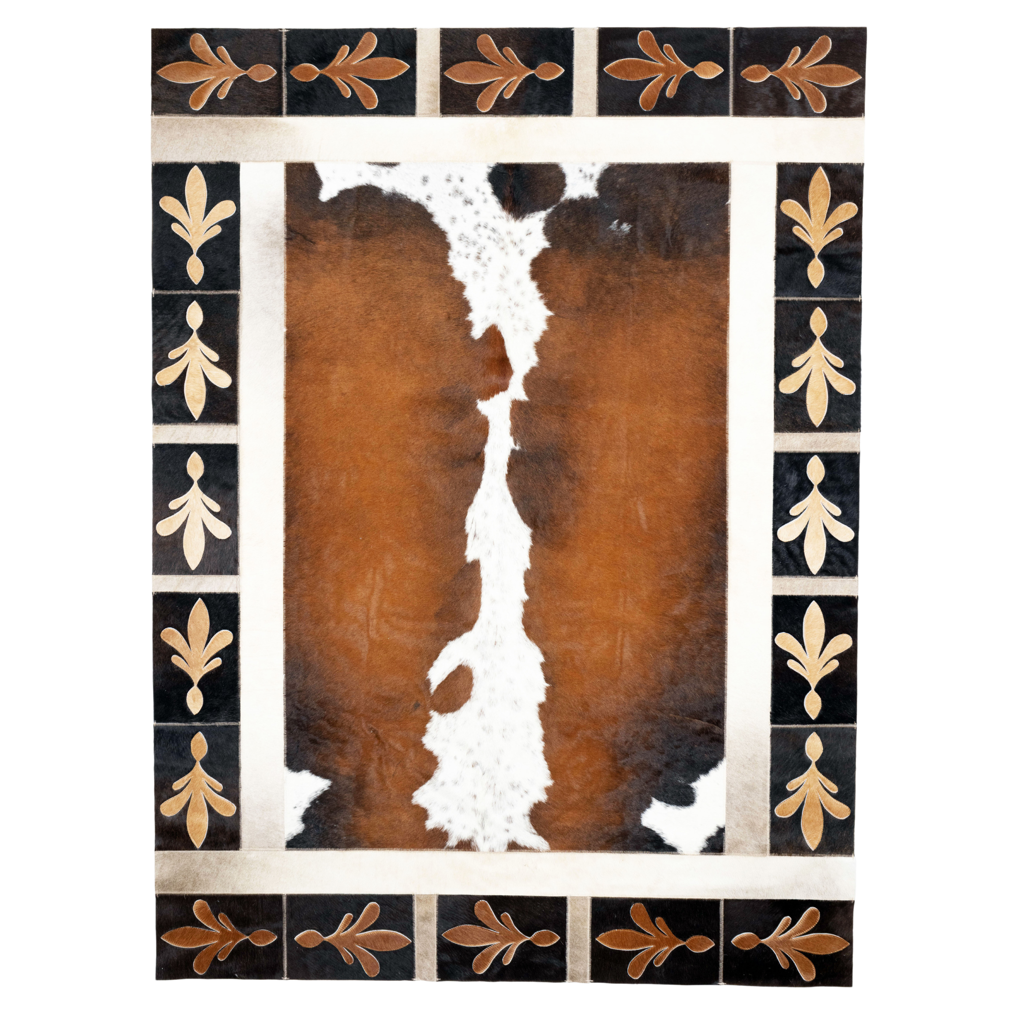 Fleur De Lis -  Hand-Stitched Nguni Rug