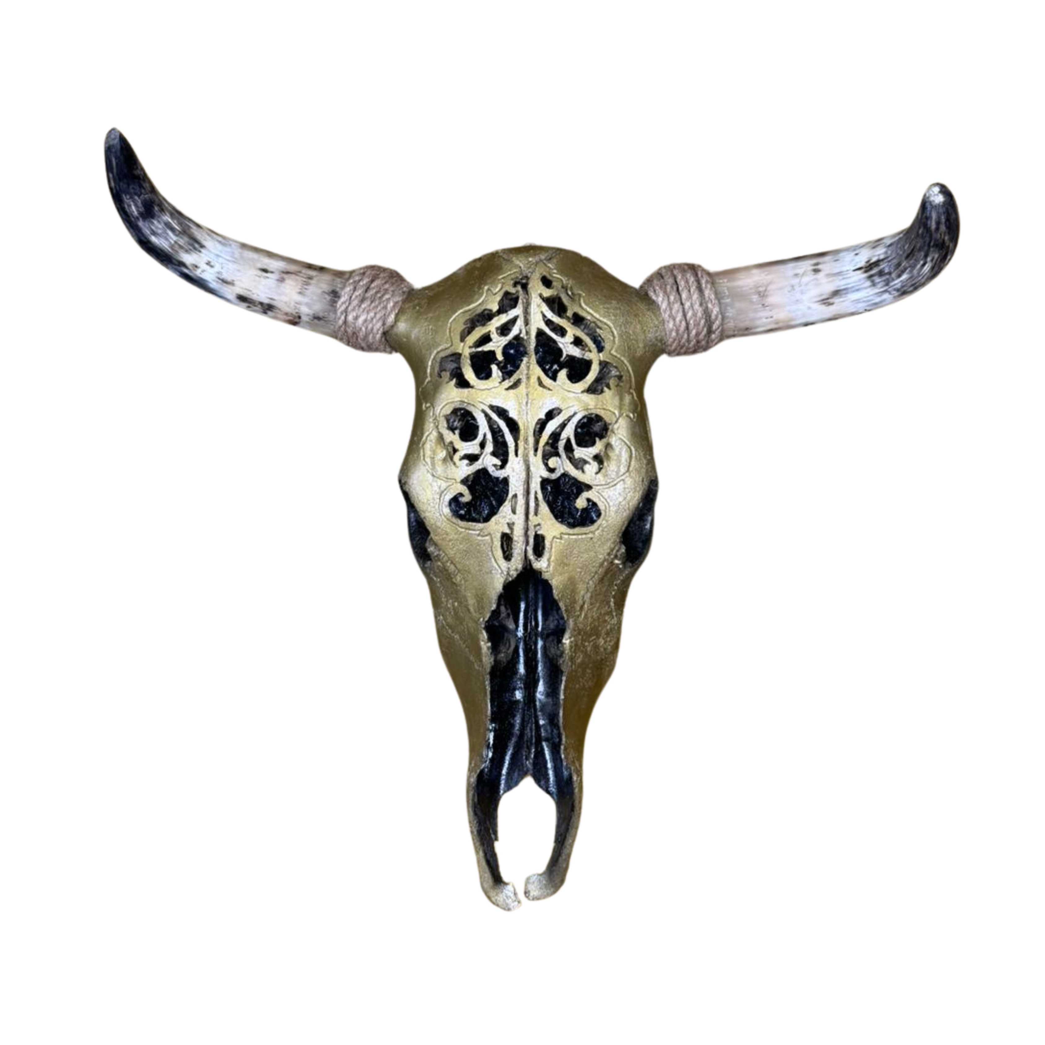 Golden Carved Nguni Skull