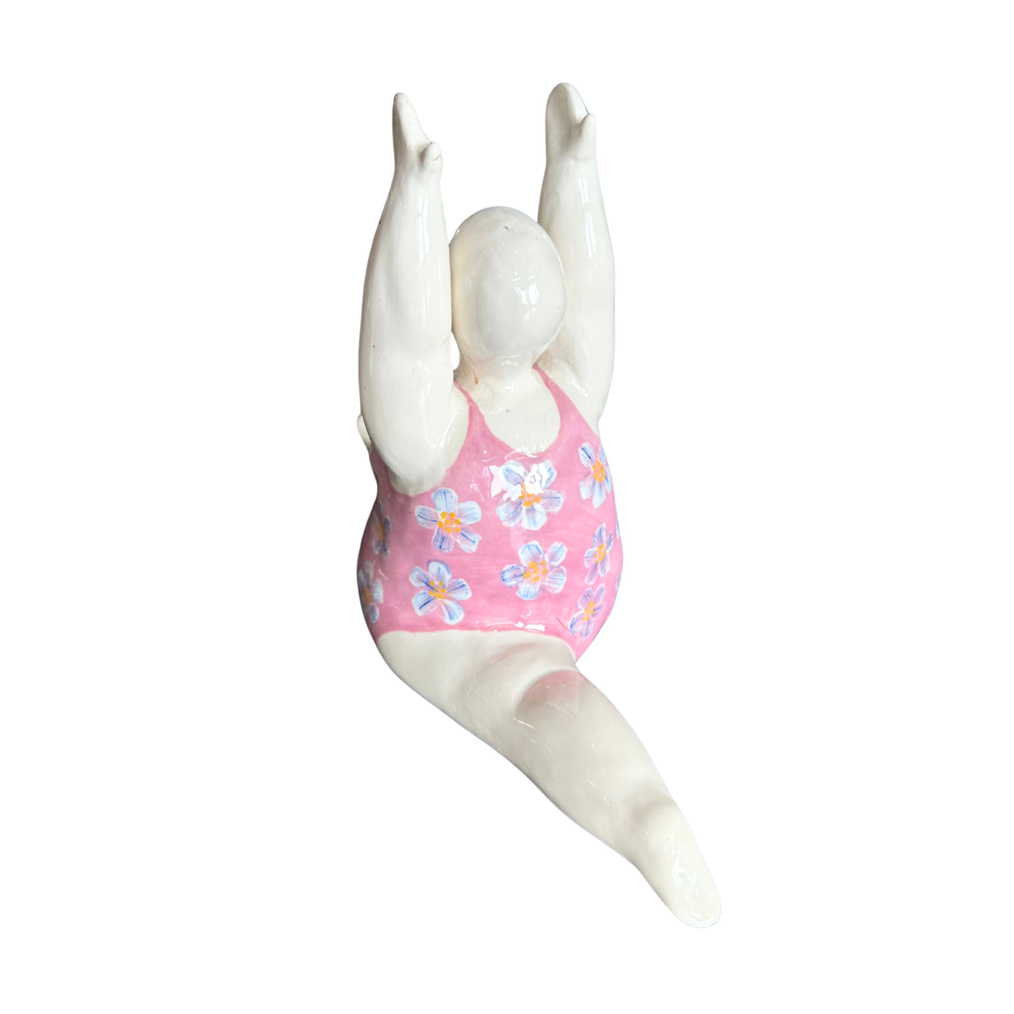 Large Fat Lady Doing The Splits With Pink Daisy Full Costume