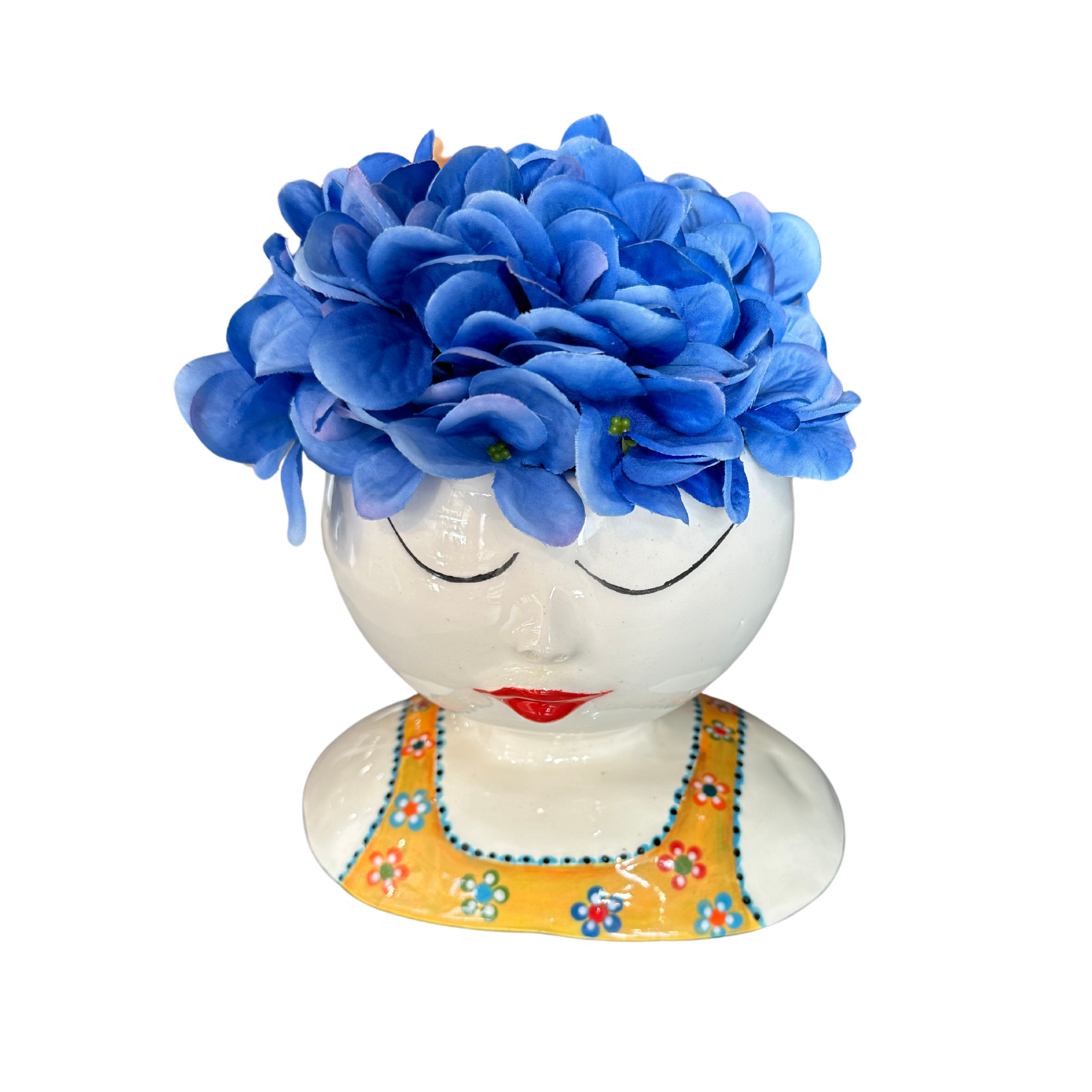 Fat Lady Pot Plant Head With Yellow Daisy Dress