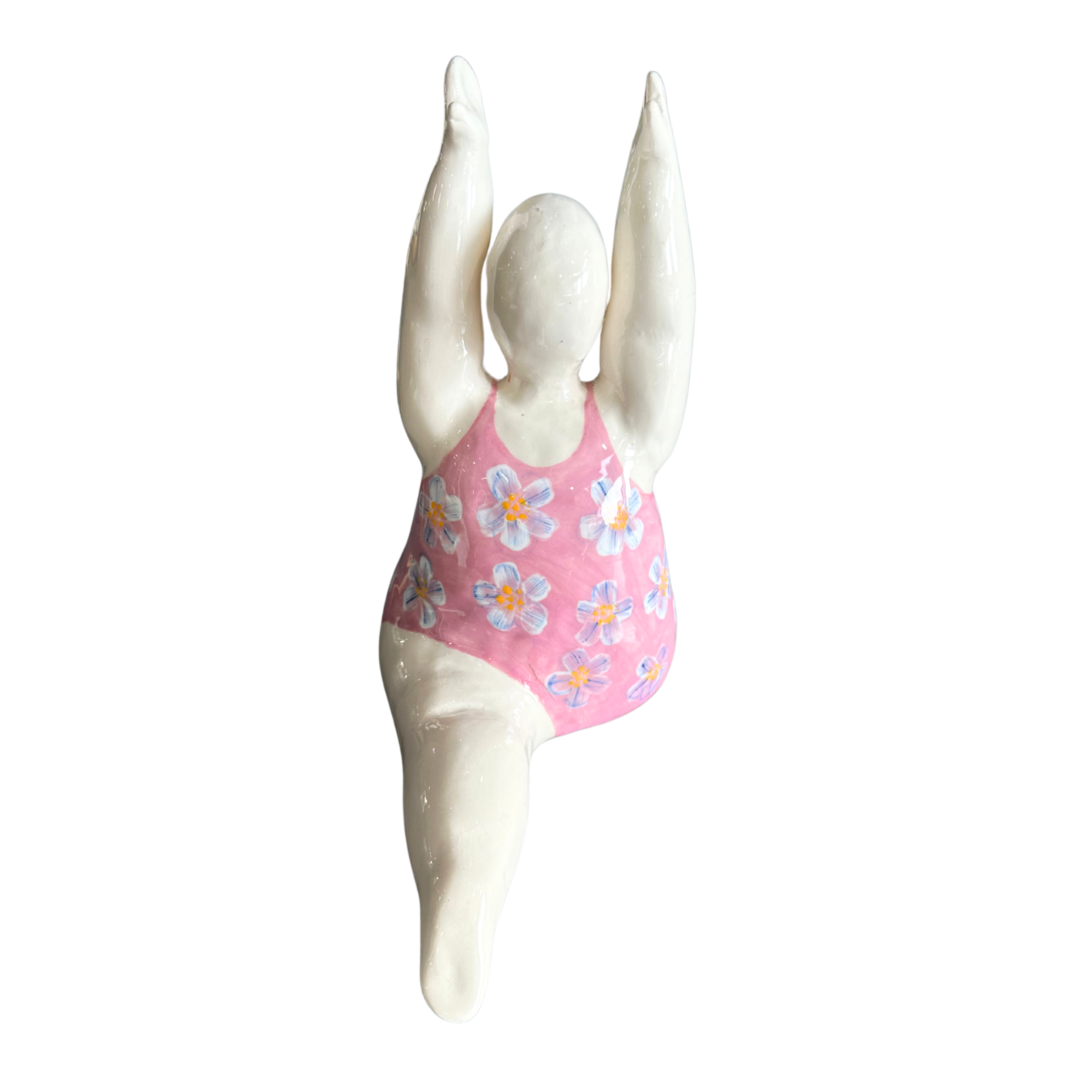 Large Fat Lady Doing The Splits With Pink Daisy Full Costume