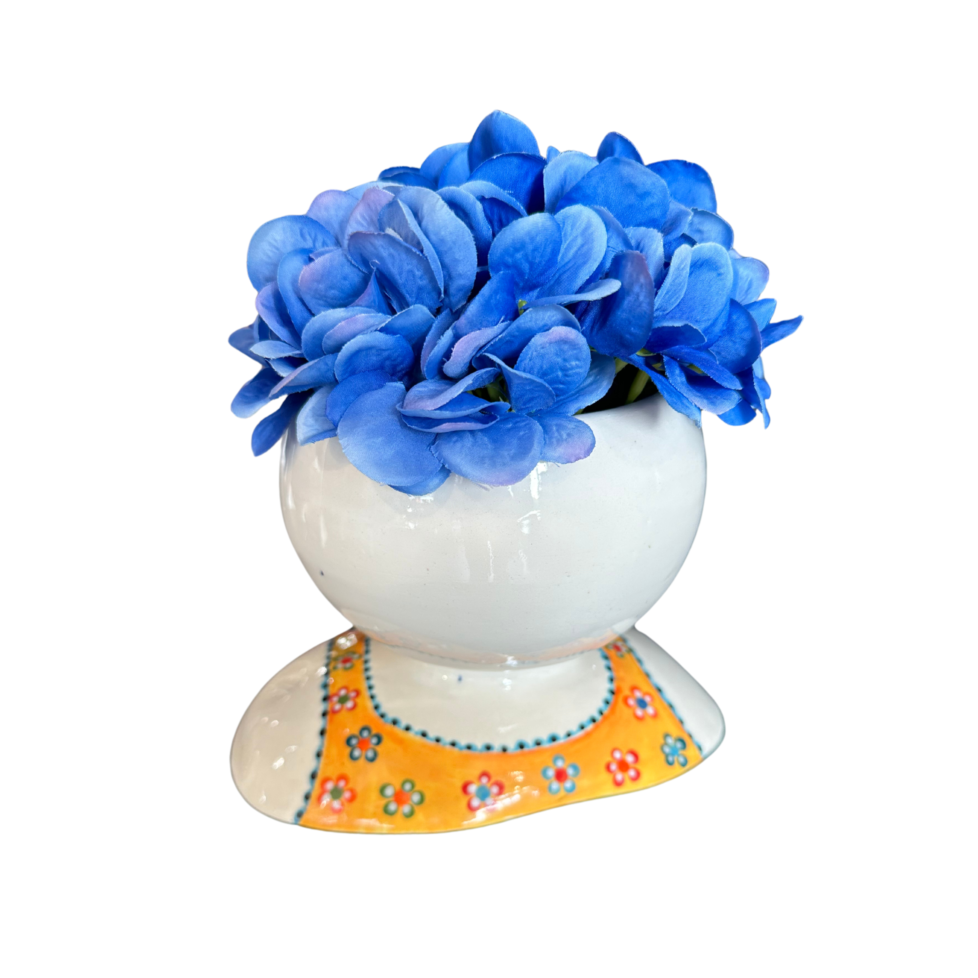 Fat Lady Pot Plant Head With Yellow Daisy Dress