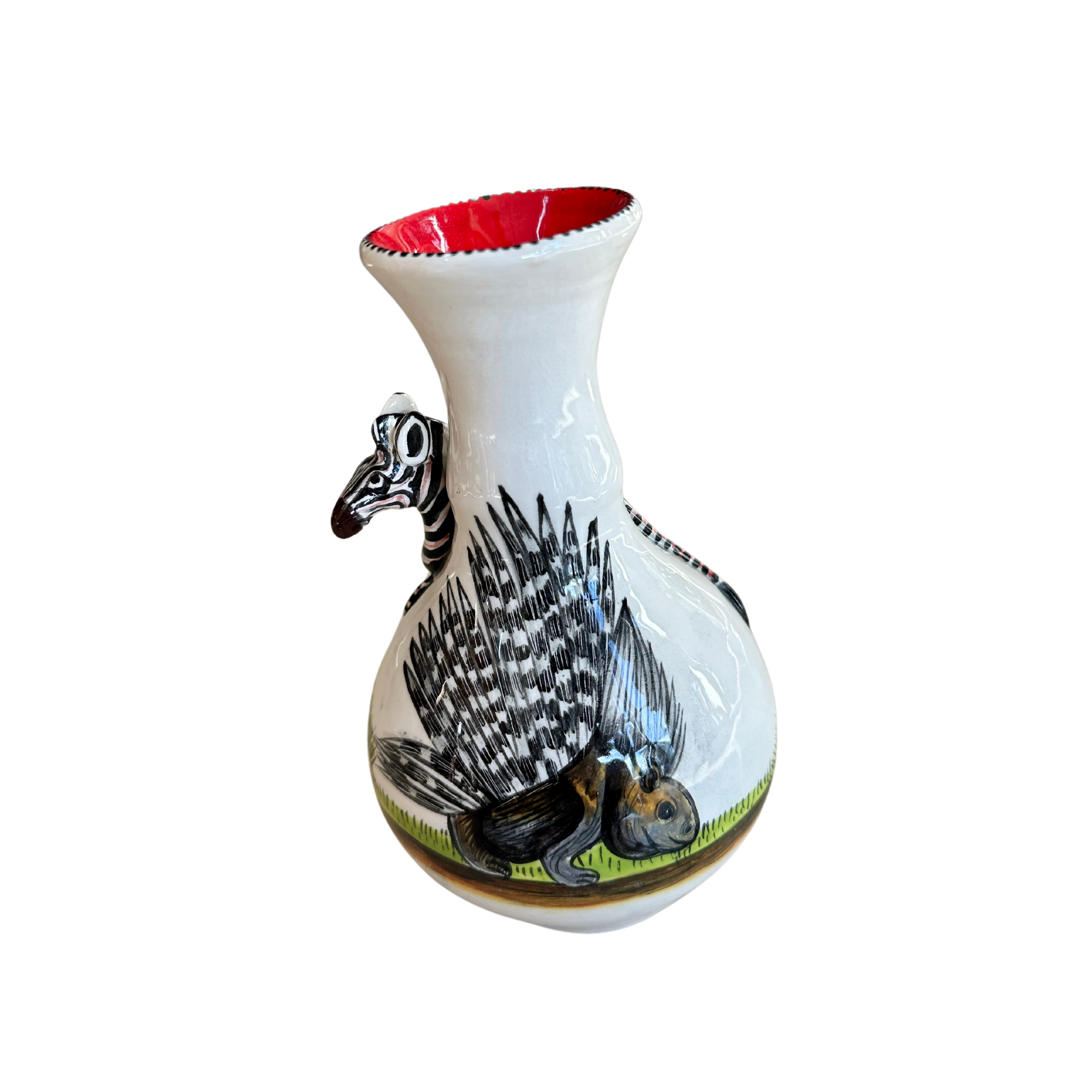 Large 3D Ceramic Zebra Rose Vase