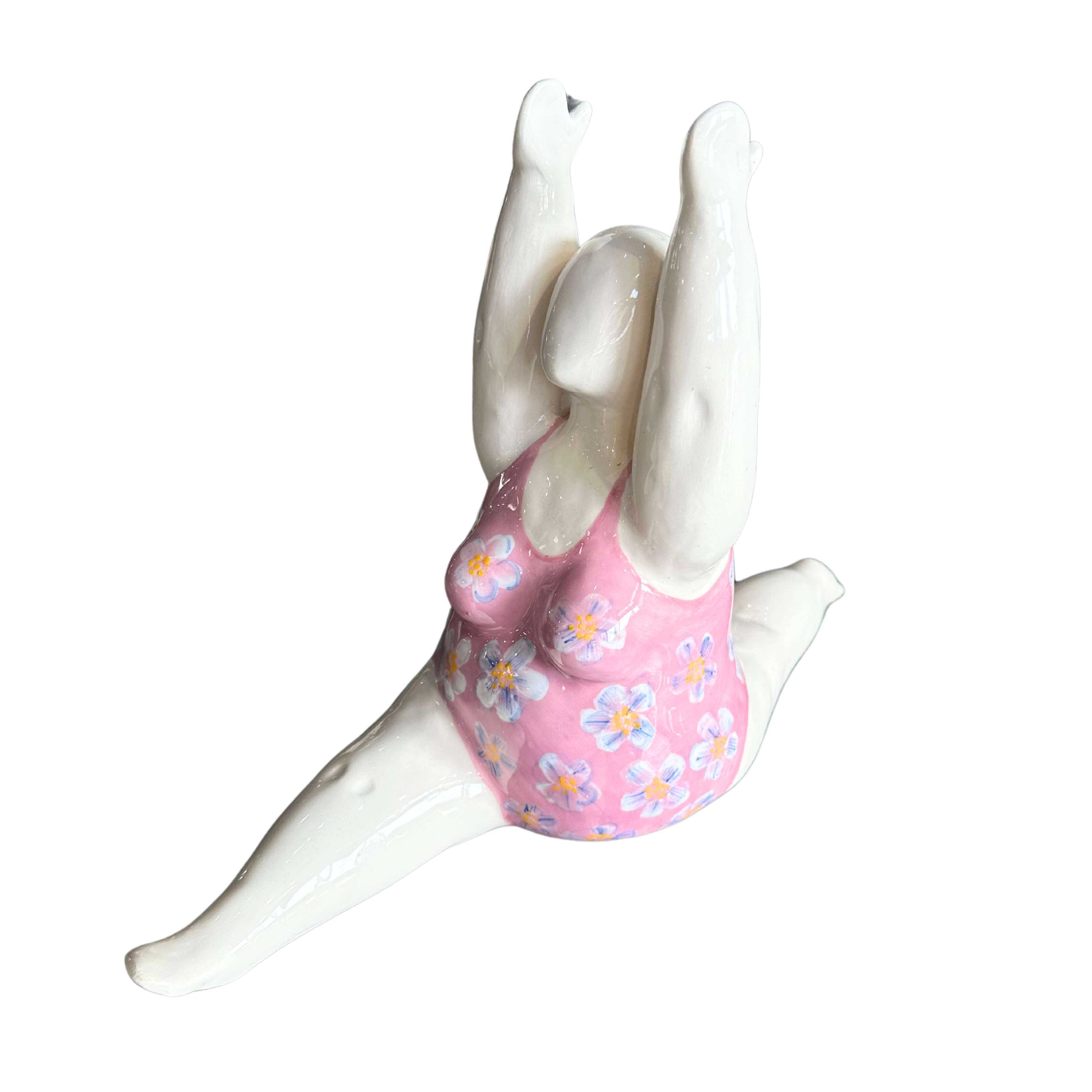 Large Fat Lady Doing The Splits With Pink Daisy Full Costume