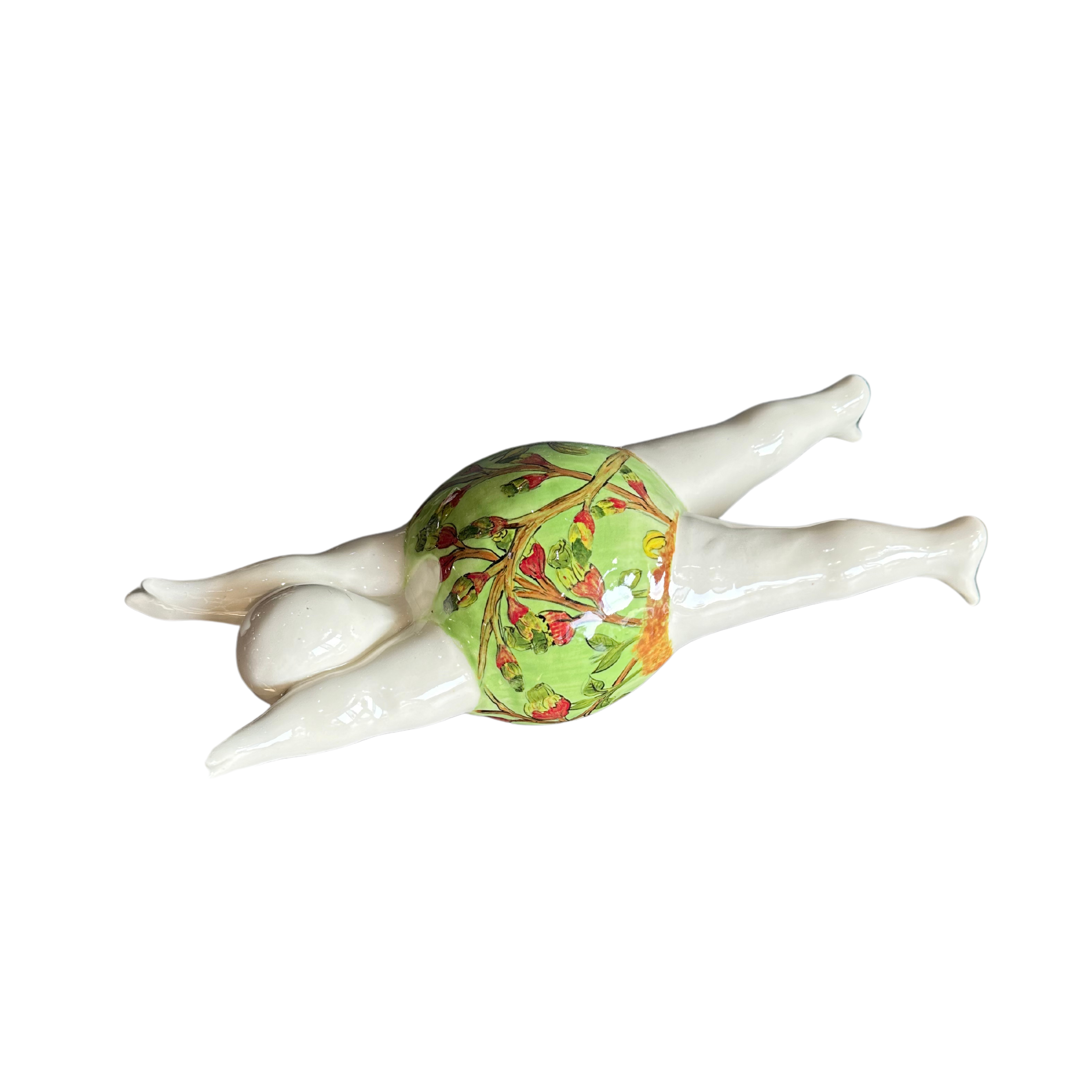 Large Fat Lady Diving (Full Floral Light Green Costume)