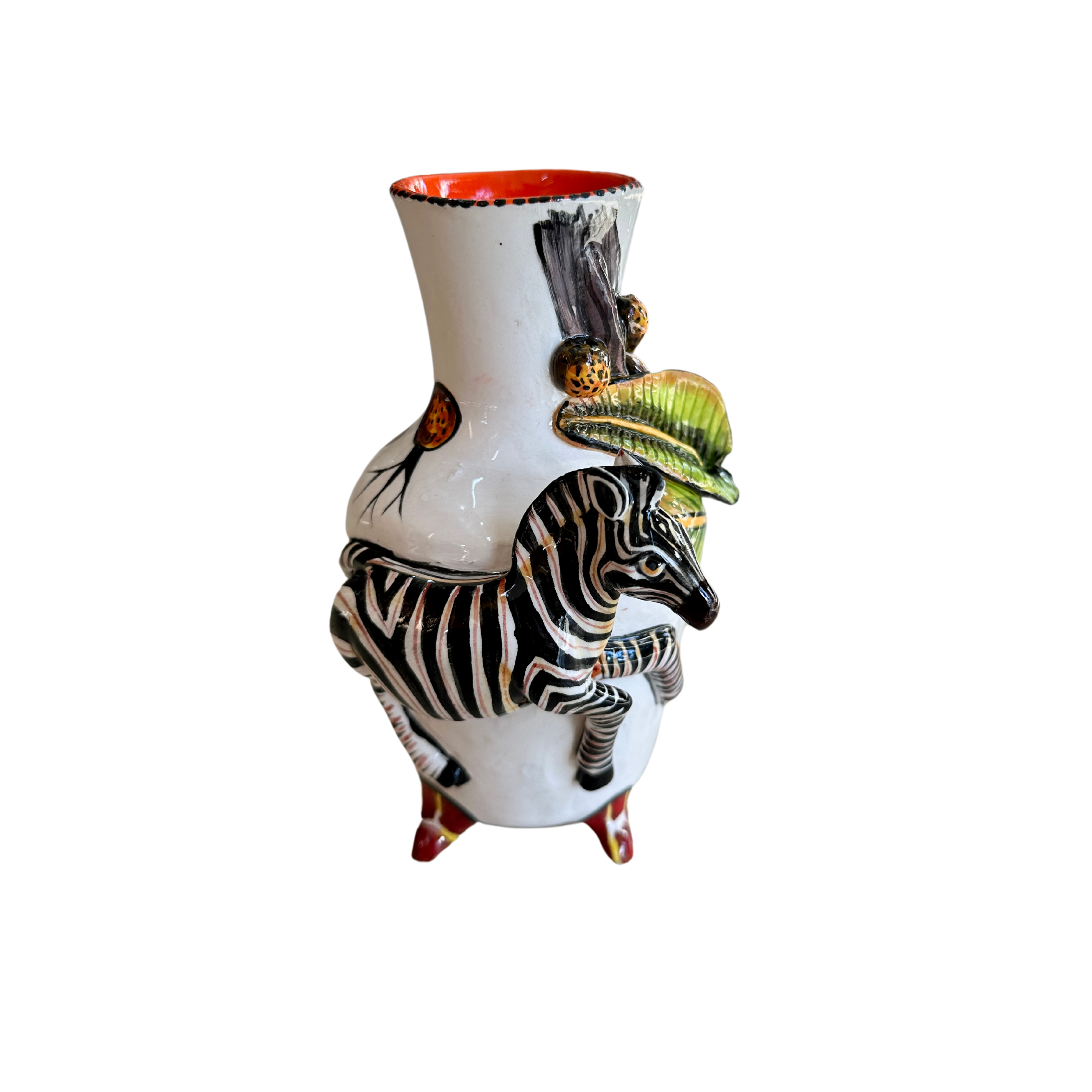 Large 3D Ceramic Zebra Rose Vase