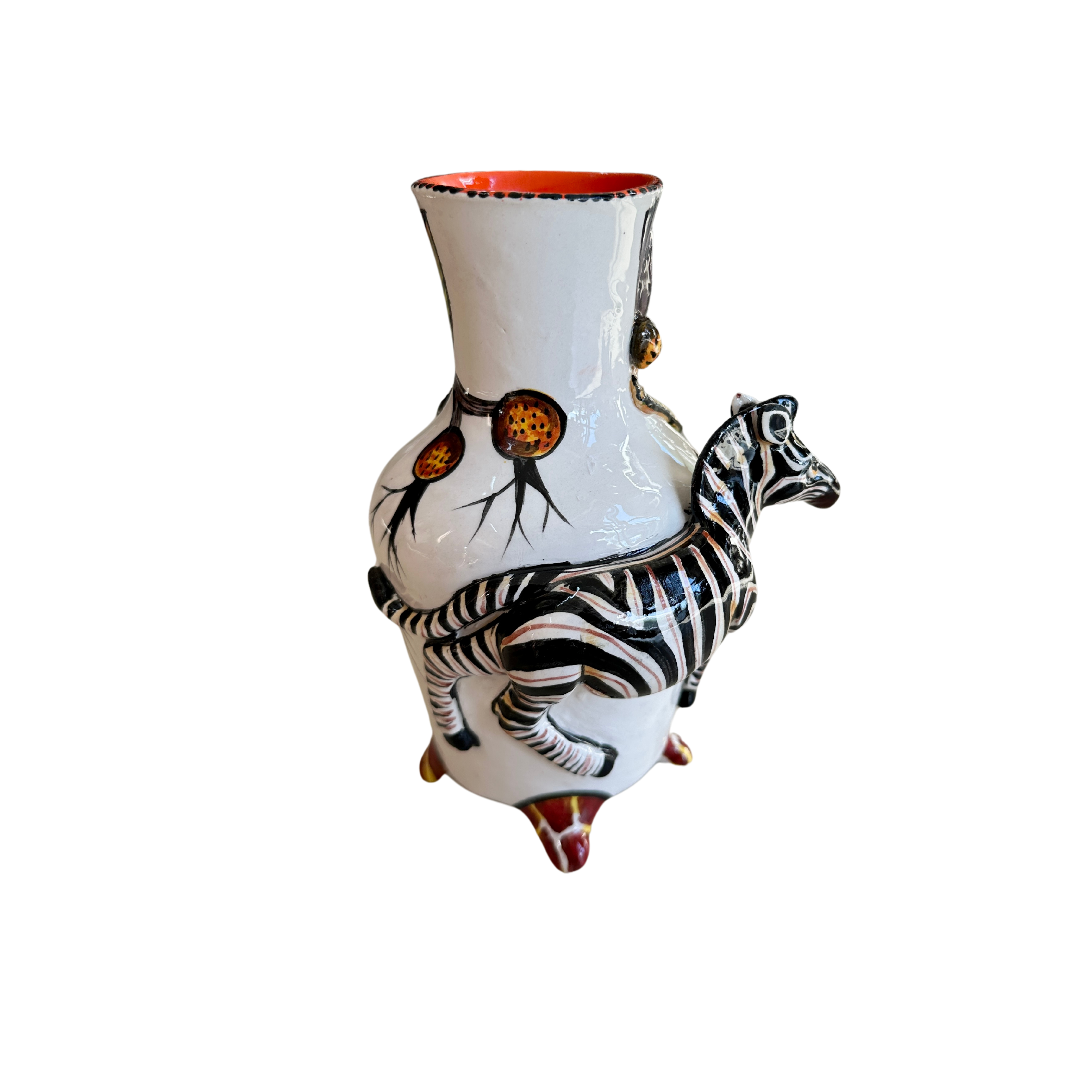 Large 3D Ceramic Zebra Rose Vase