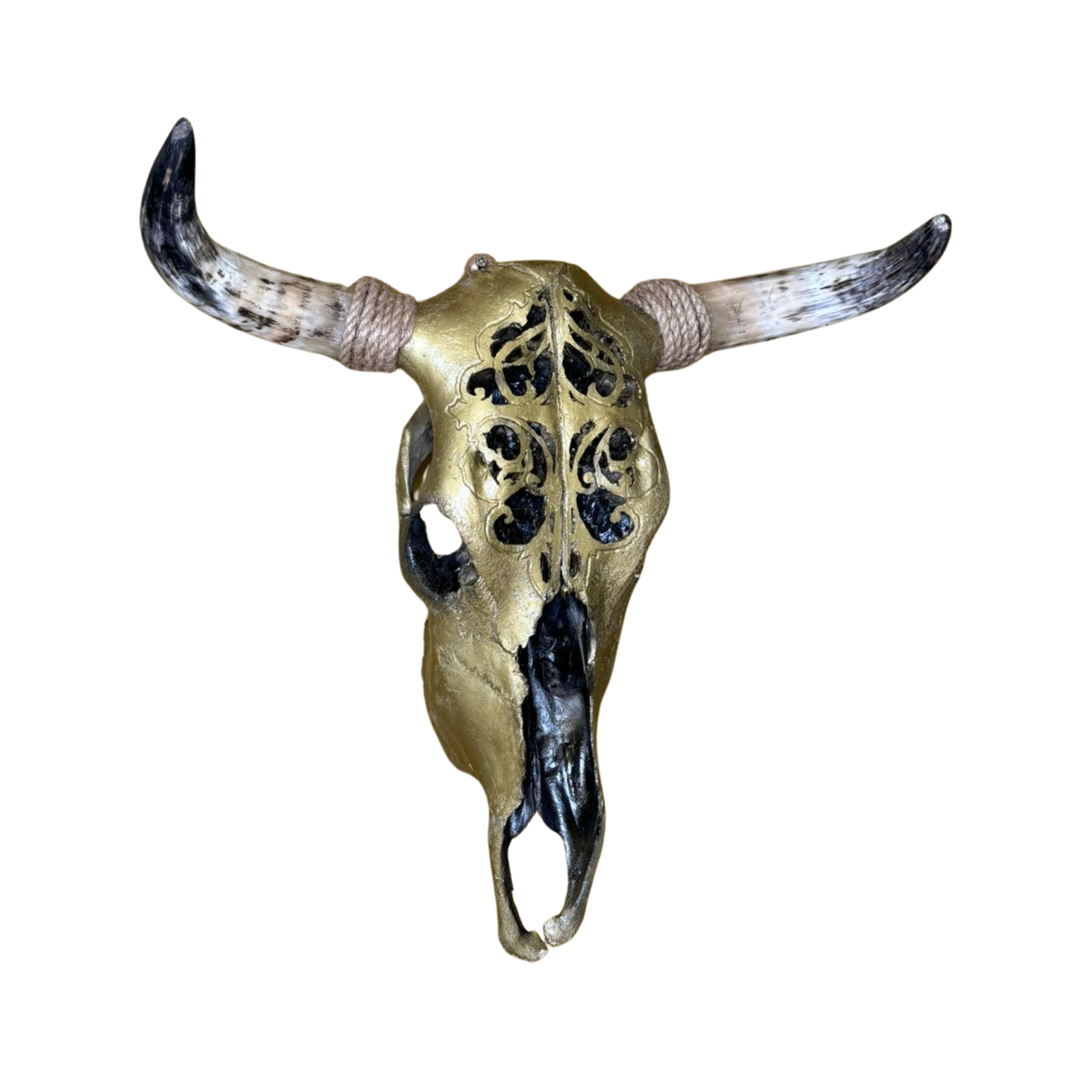 Golden Carved Nguni Skull