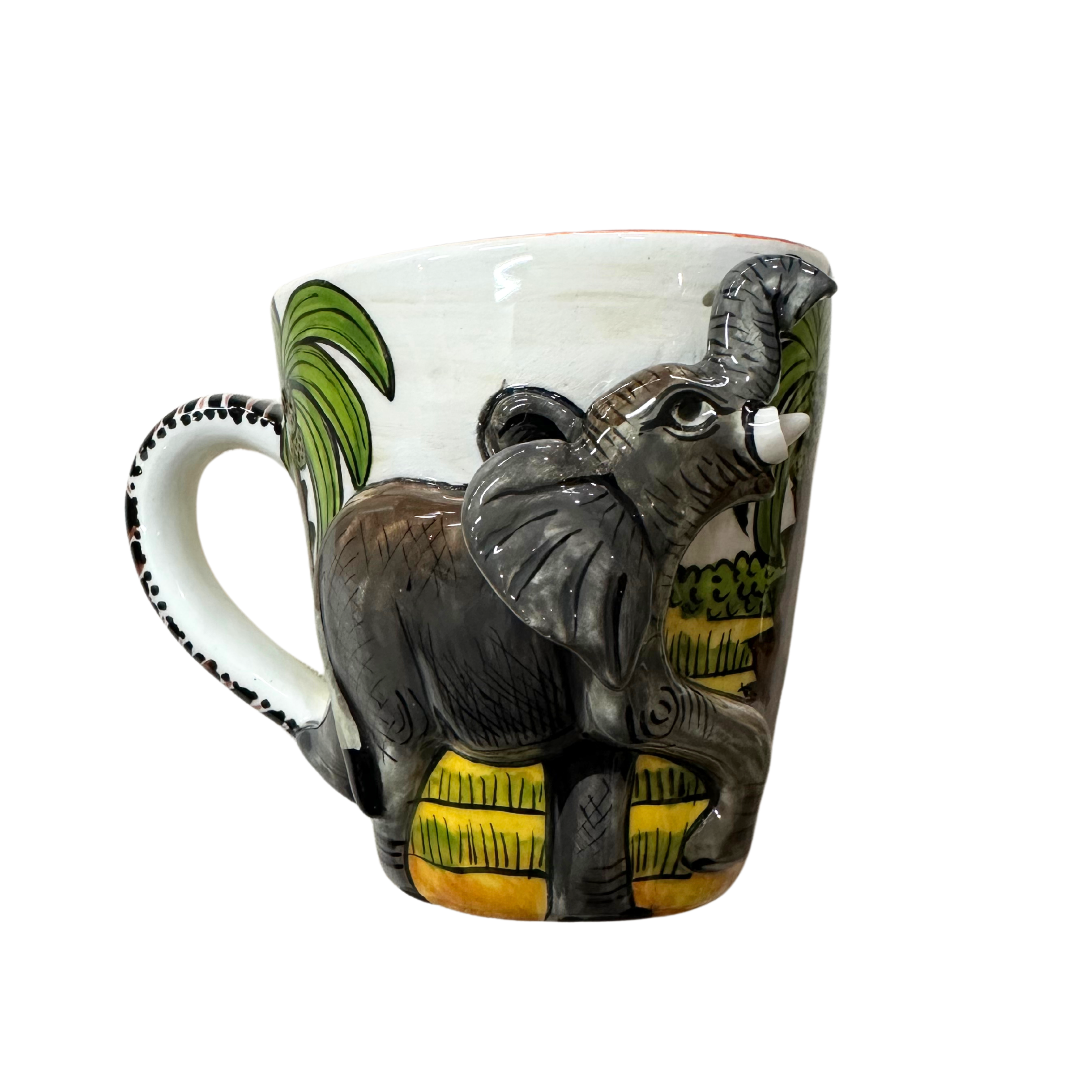 3D Hand Painted Ceramic Elephant Mug