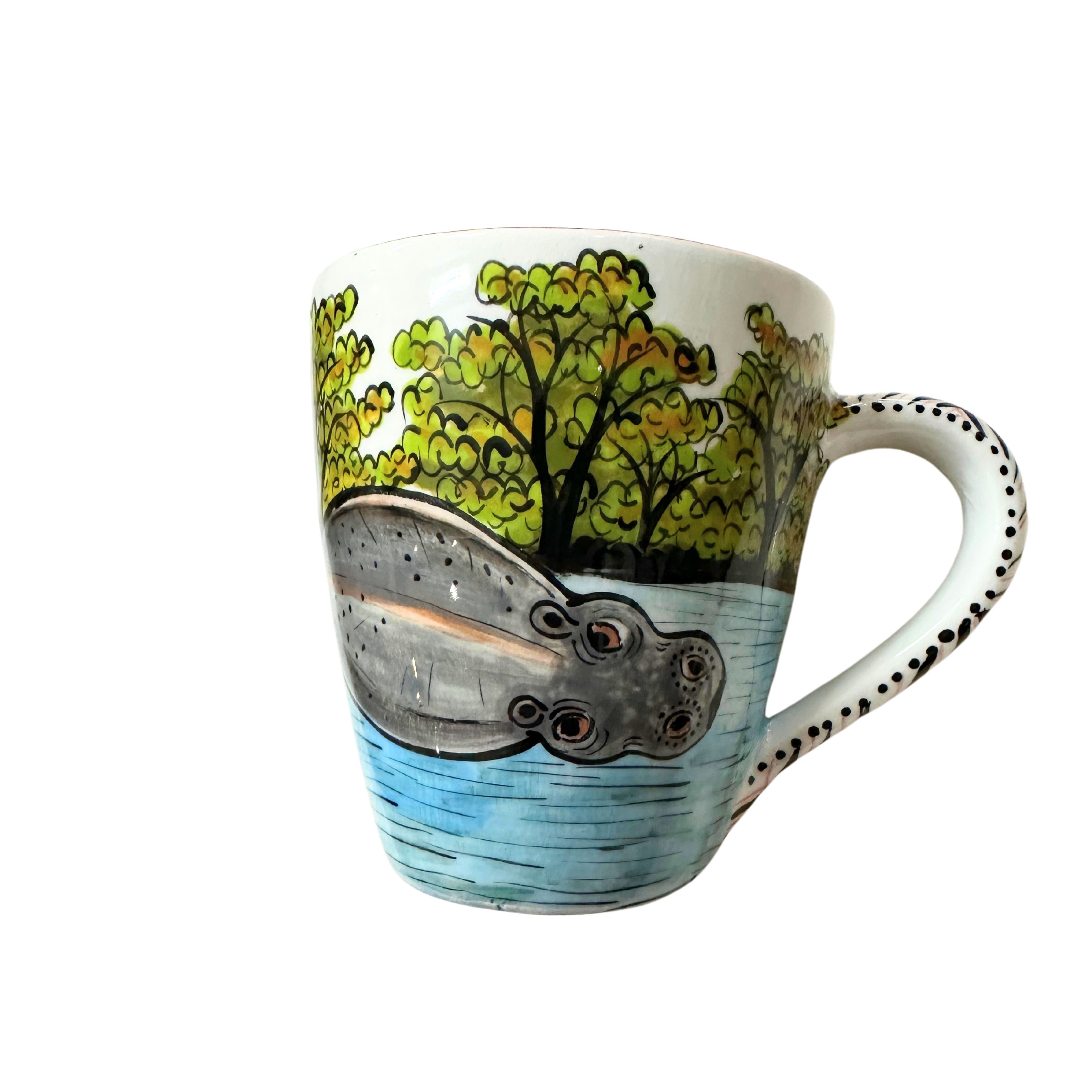 3D Hand Painted Ceramic Hippo Mug