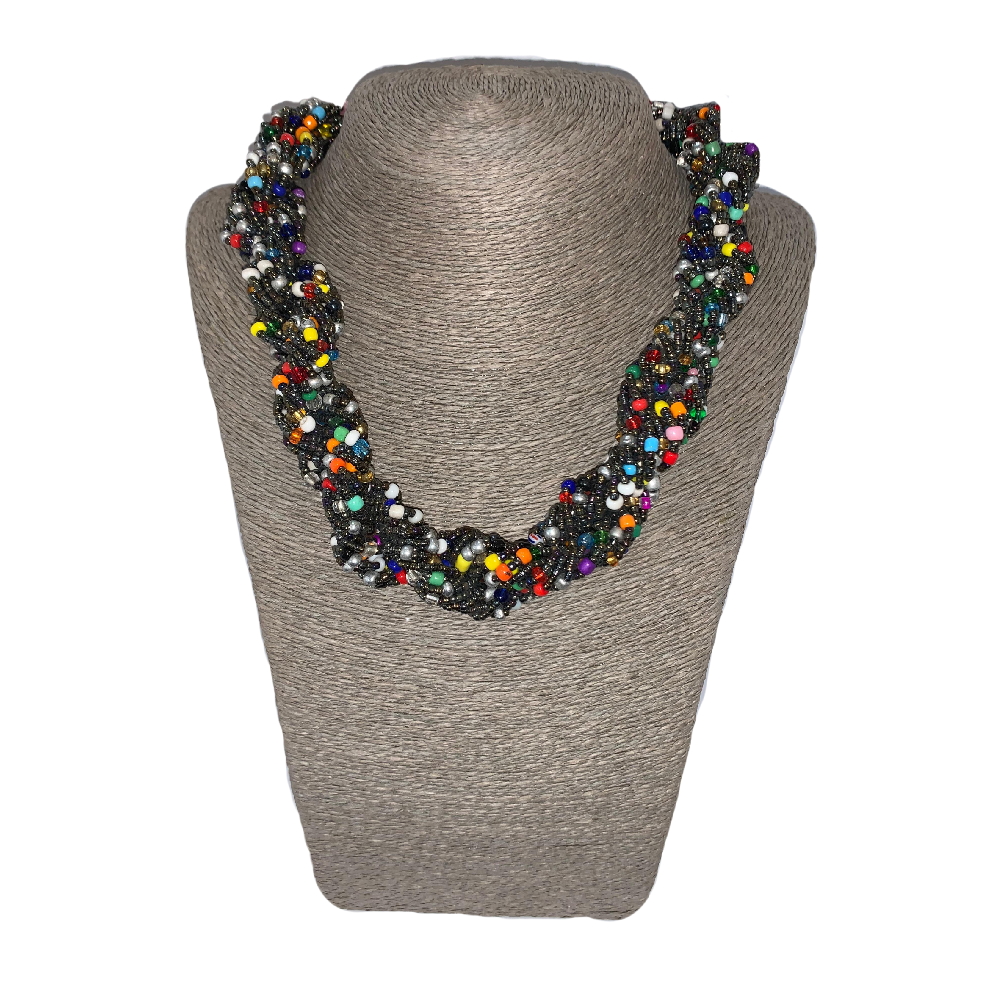 Twisted Zulu Hand Beaded Necklace