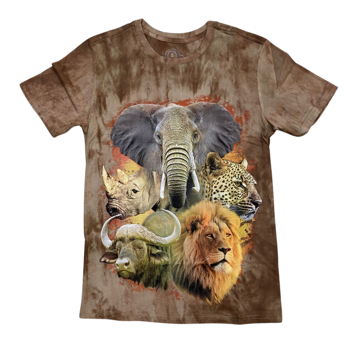 Big 5 Animals Dyed Unisex T-Shirt - Brown