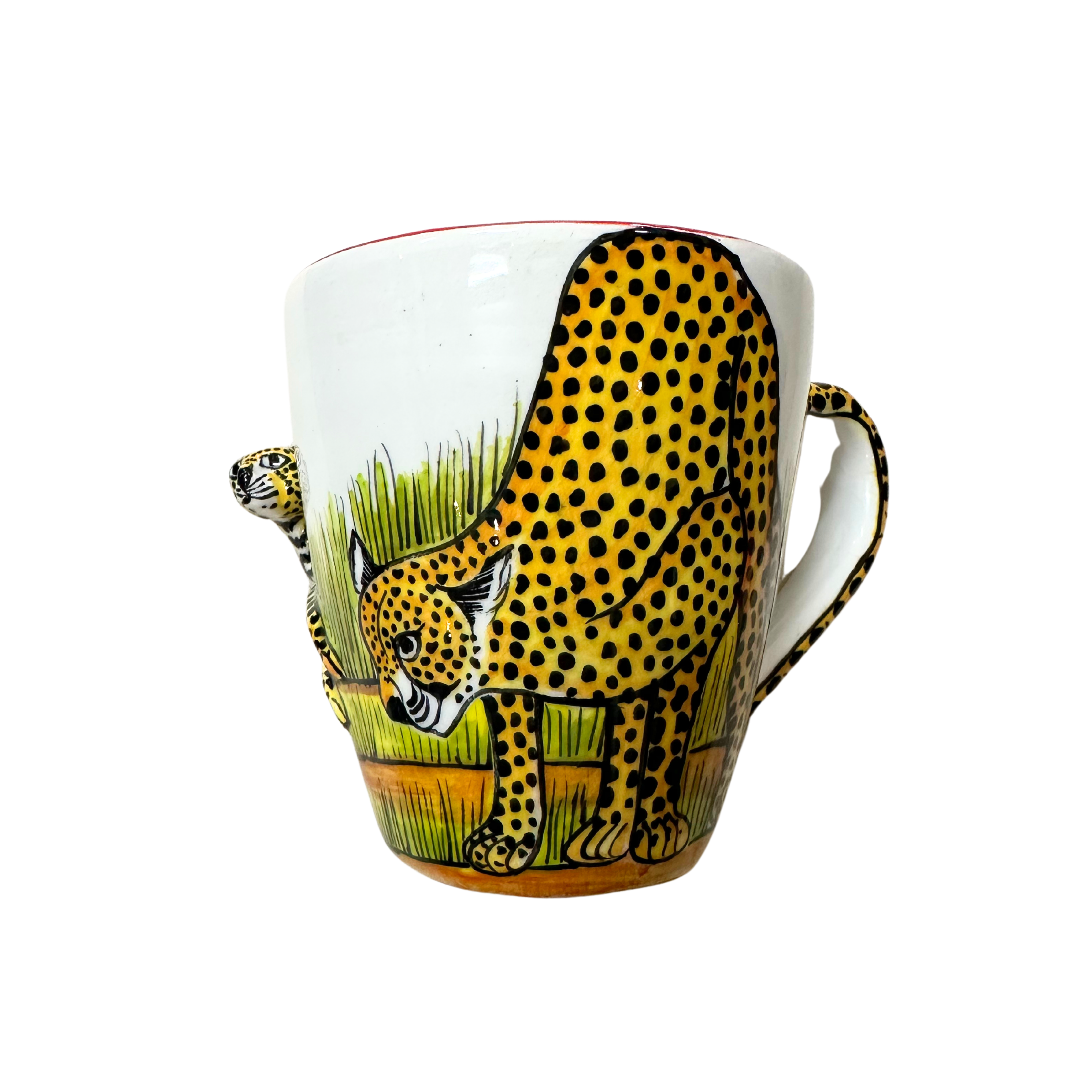 3D Hand Painted Ceramic Cheetah Mug