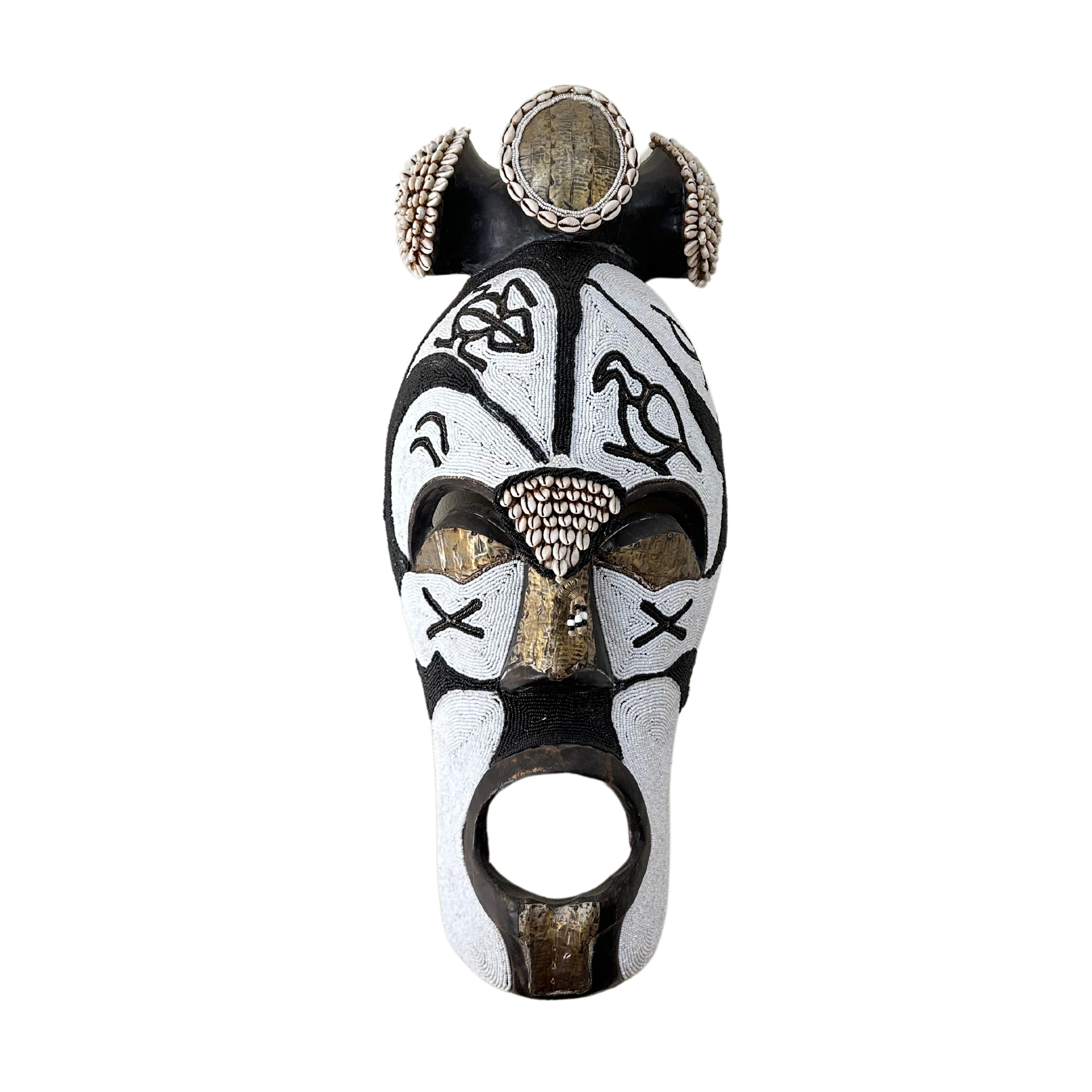 Thick Beaded African Fang Mask