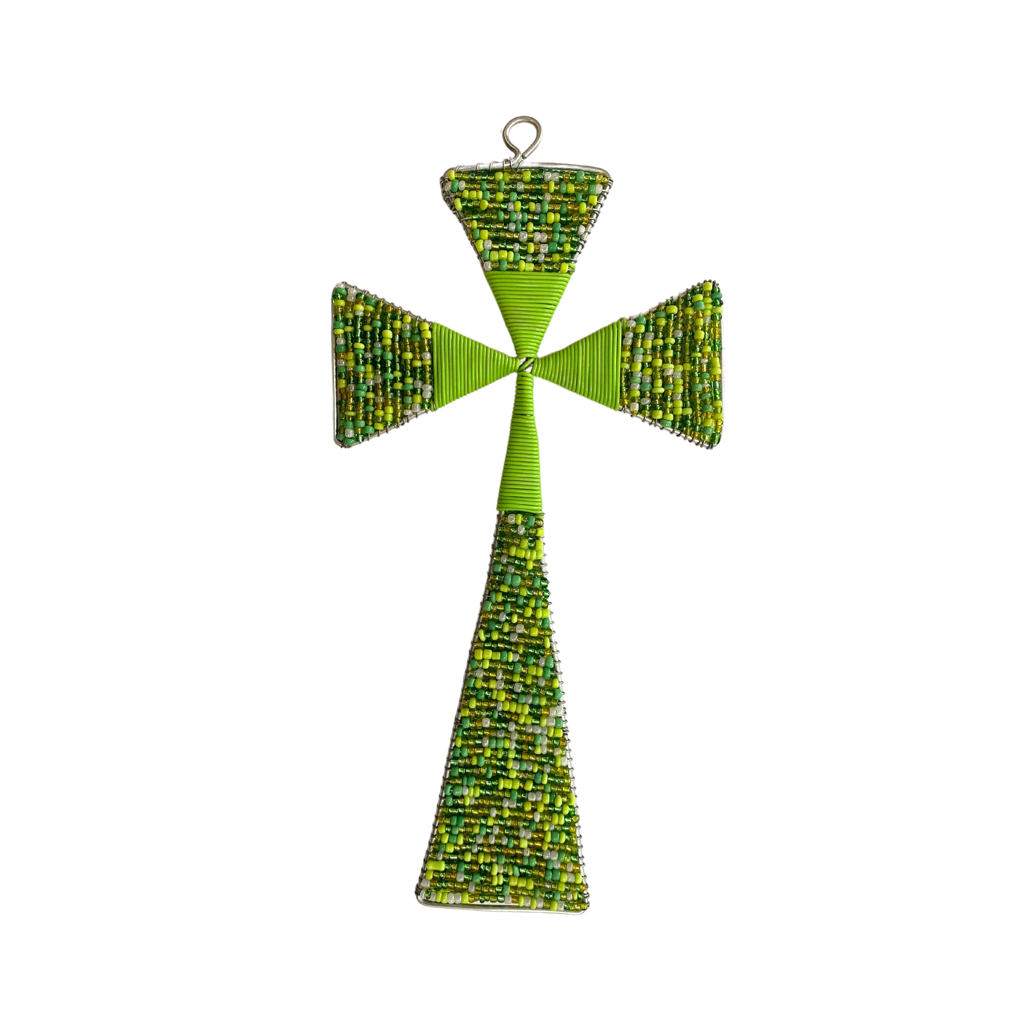 Beaded Telephone Wire Cross Christmas Tree Ornament