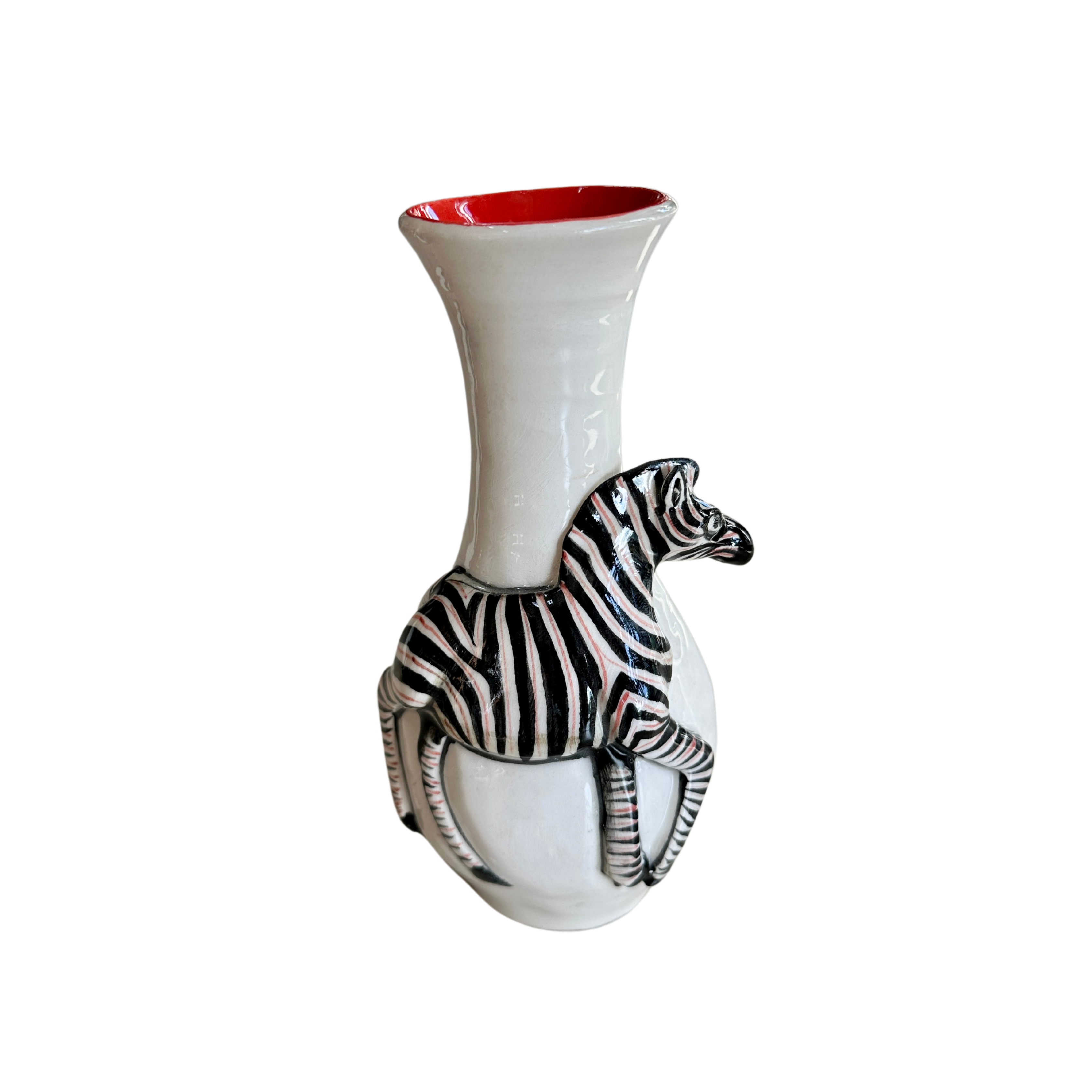 Medium 3D Ceramic Zebra Rose Vase