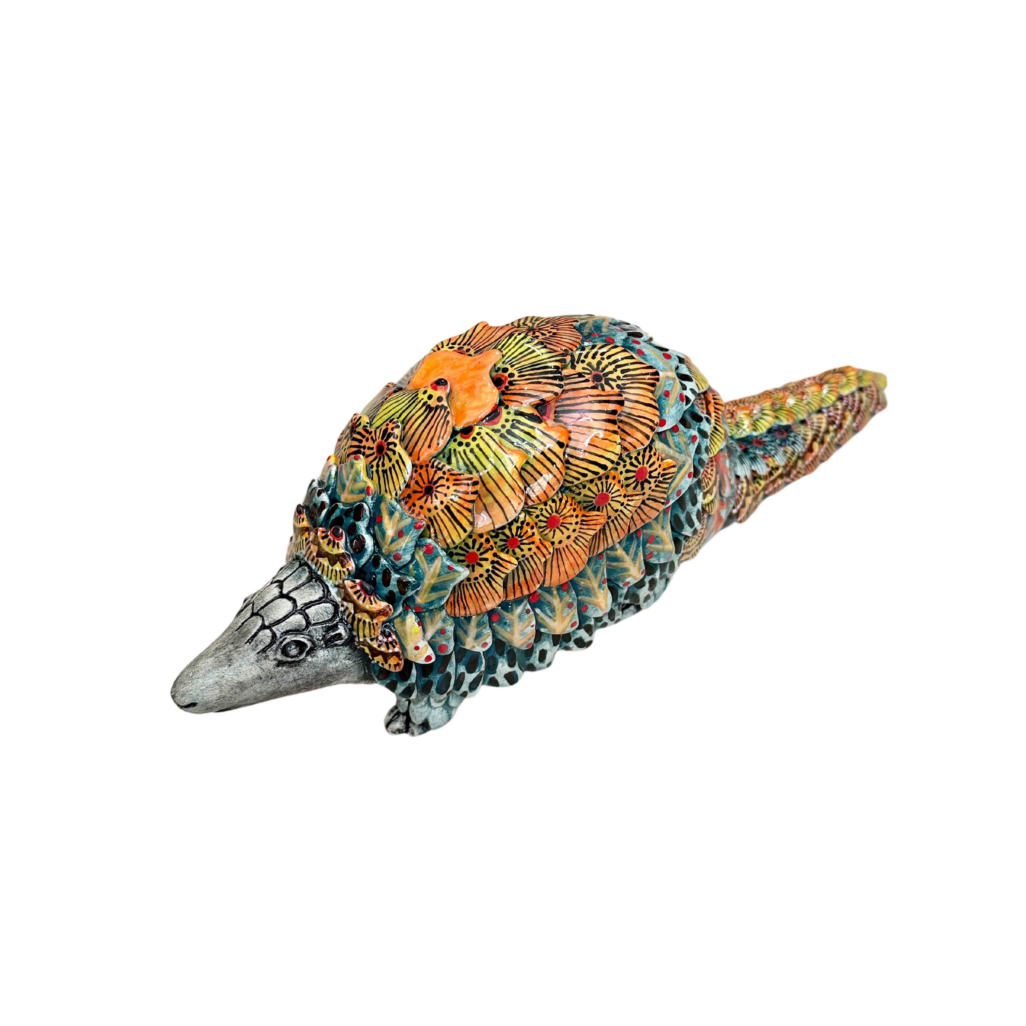 One Of A Kind - Hand Painted Multi-Coloured Ceramic Pangolin