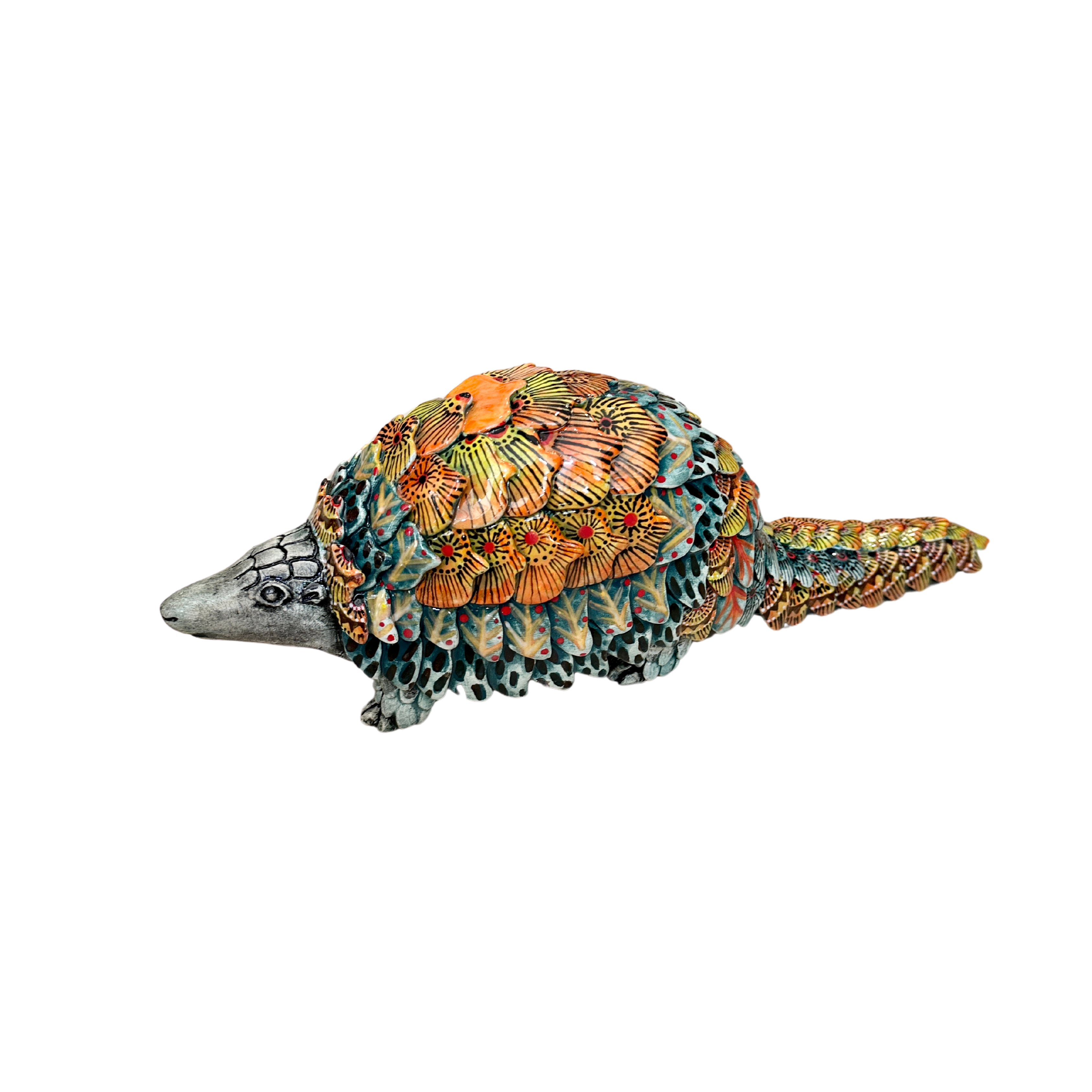 One Of A Kind - Hand Painted Multi-Coloured Ceramic Pangolin