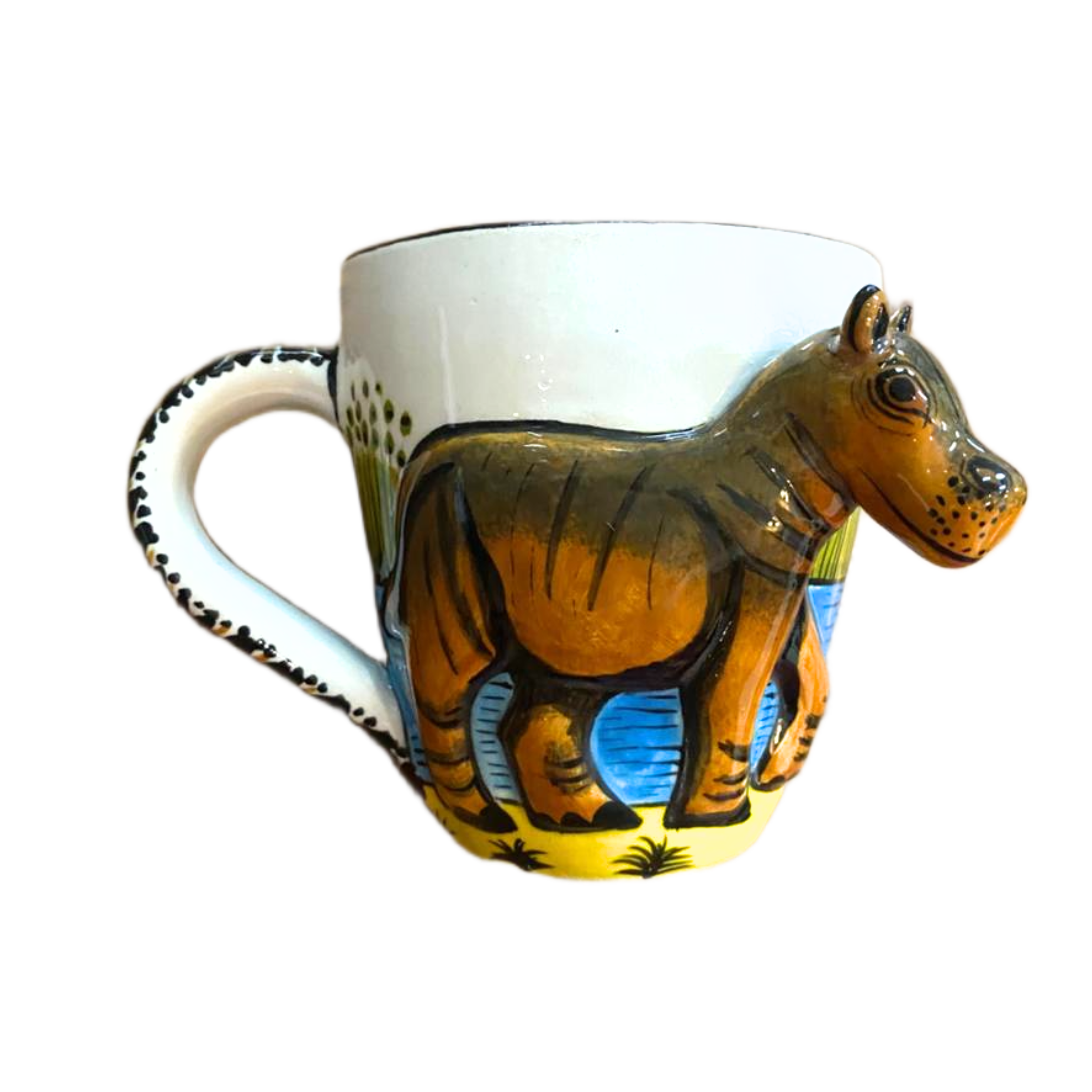 3D Hand Painted Ceramic Hippo Mug