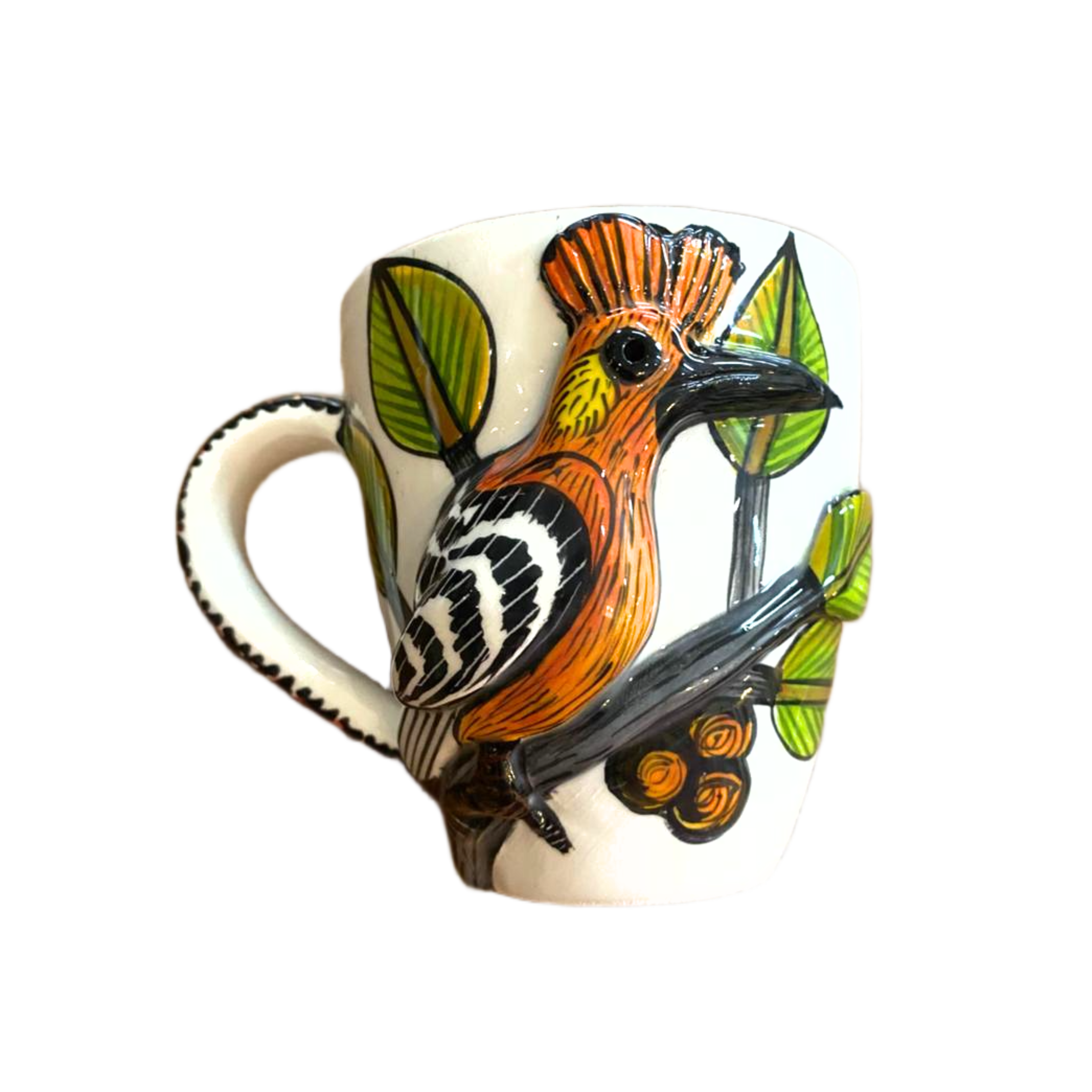 3D Hand Painted Ceramic Hoophoe Mug