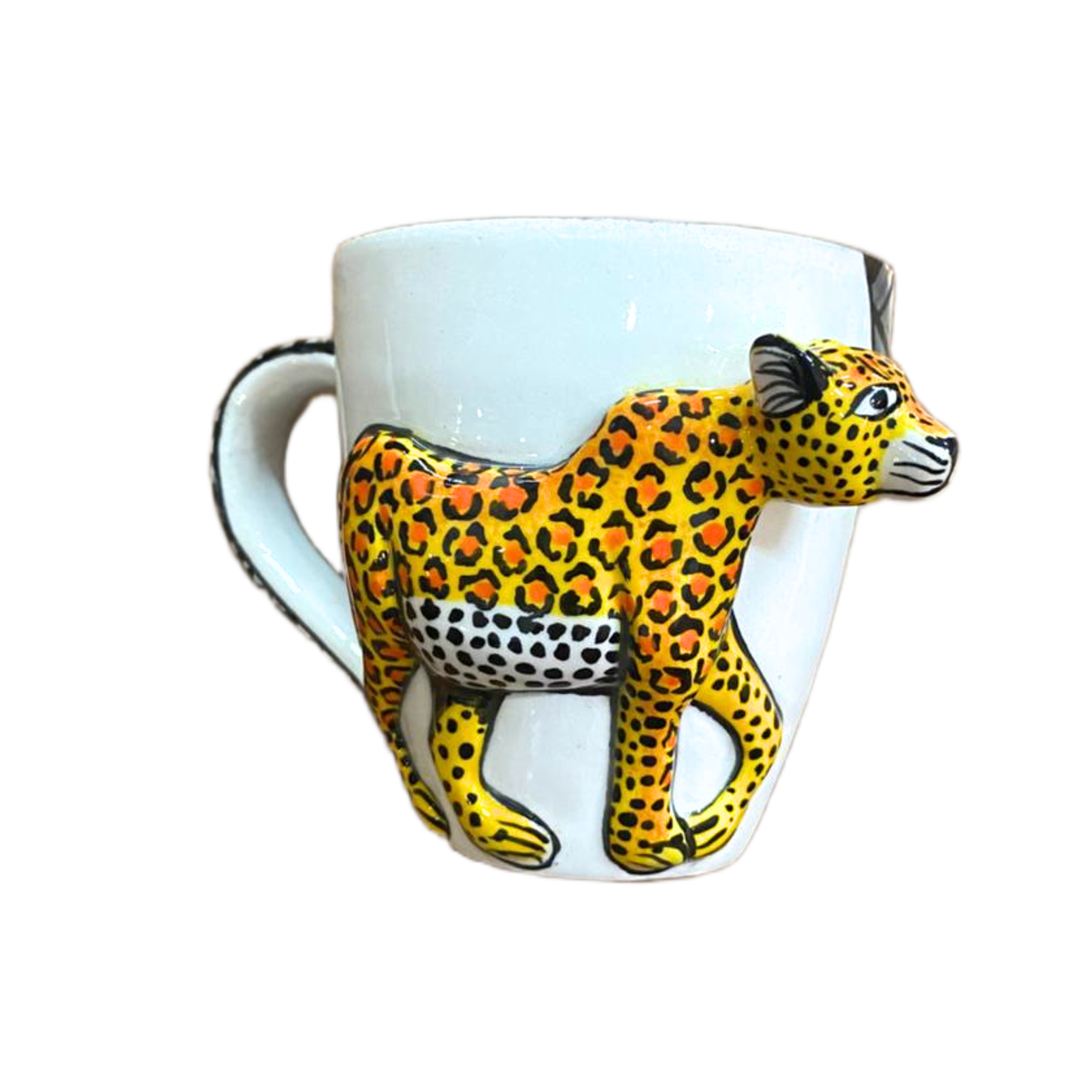 3D Hand Painted Ceramic Leopard Mug
