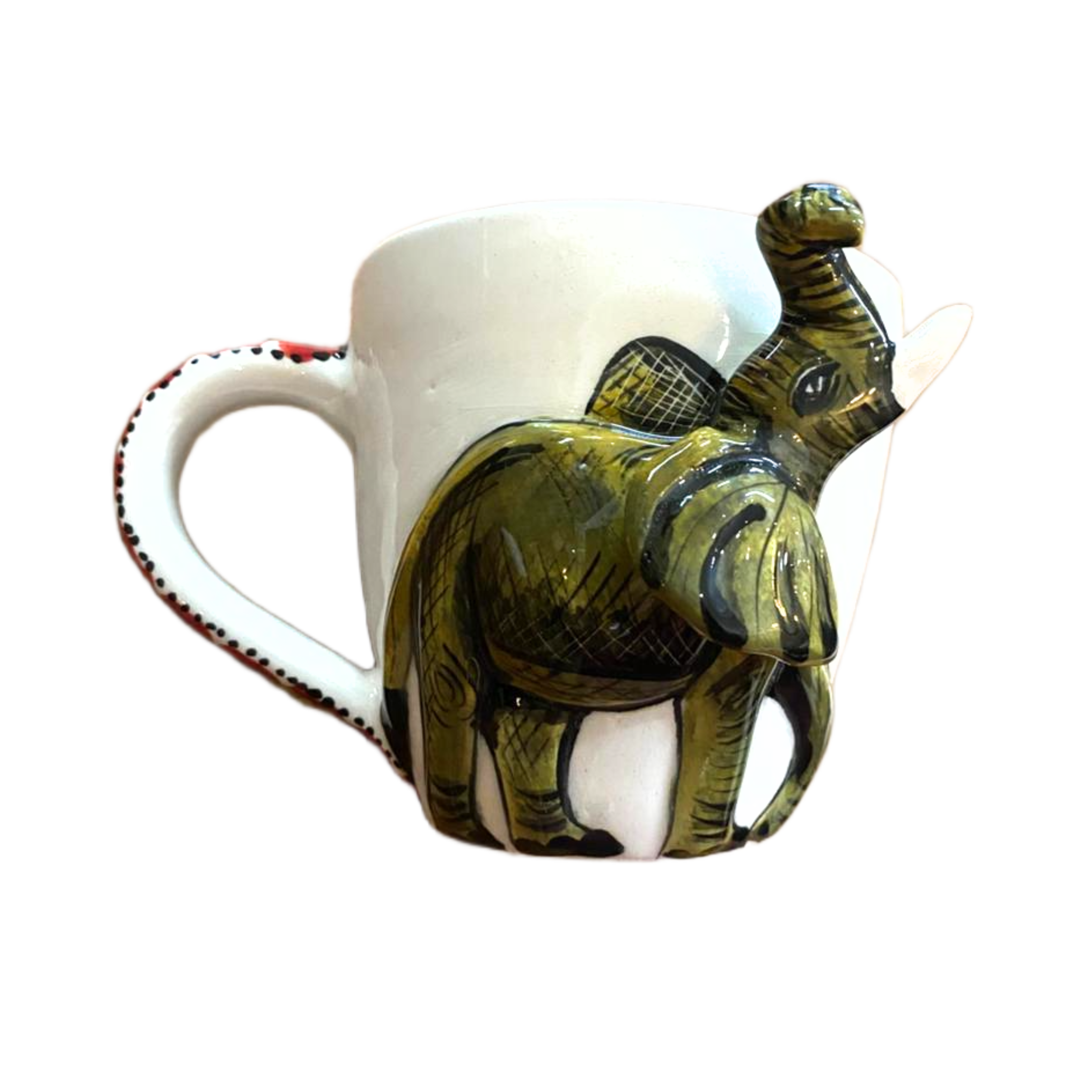 3D Hand Painted Ceramic Elephant Mug