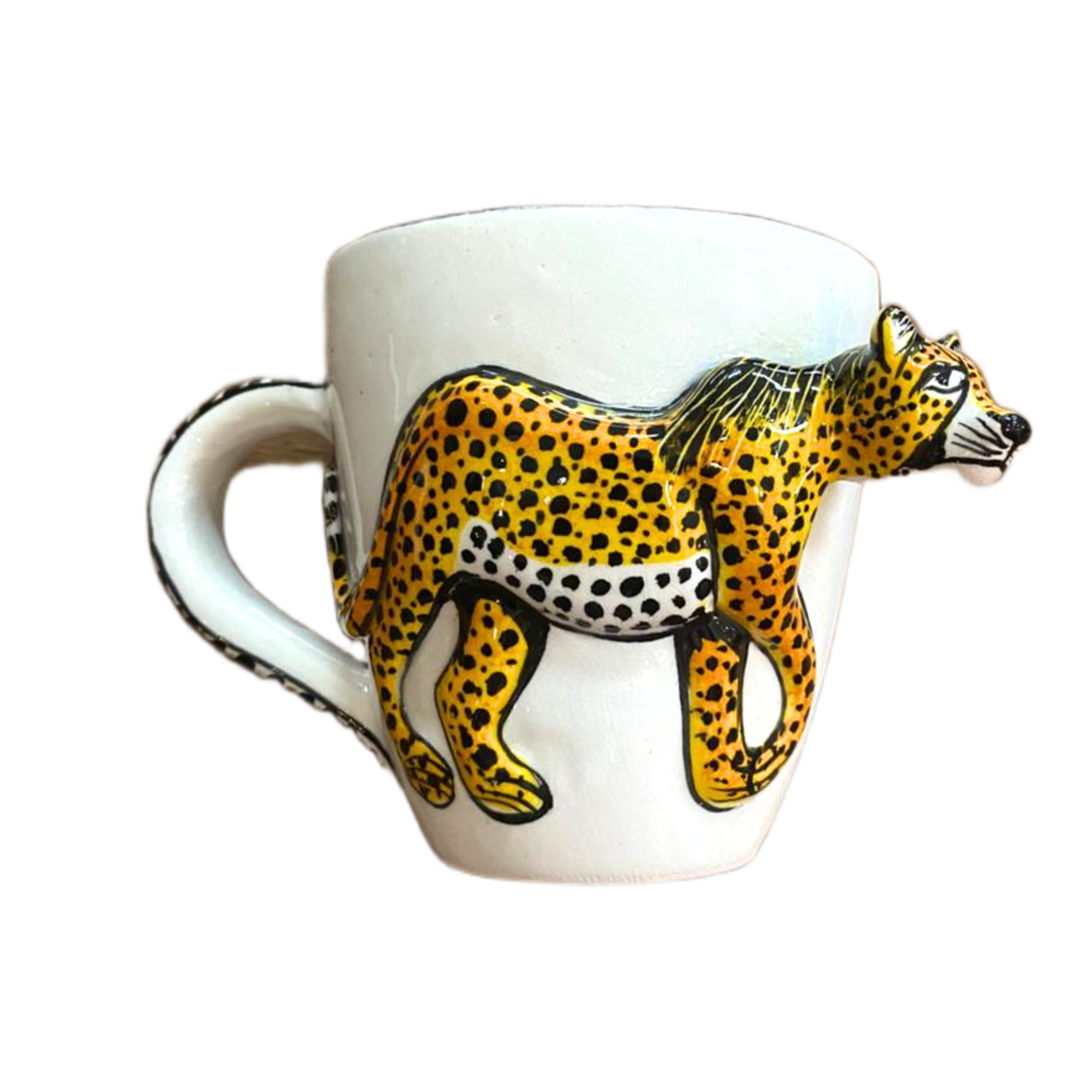 3D Hand Painted Ceramic Cheetah Mug