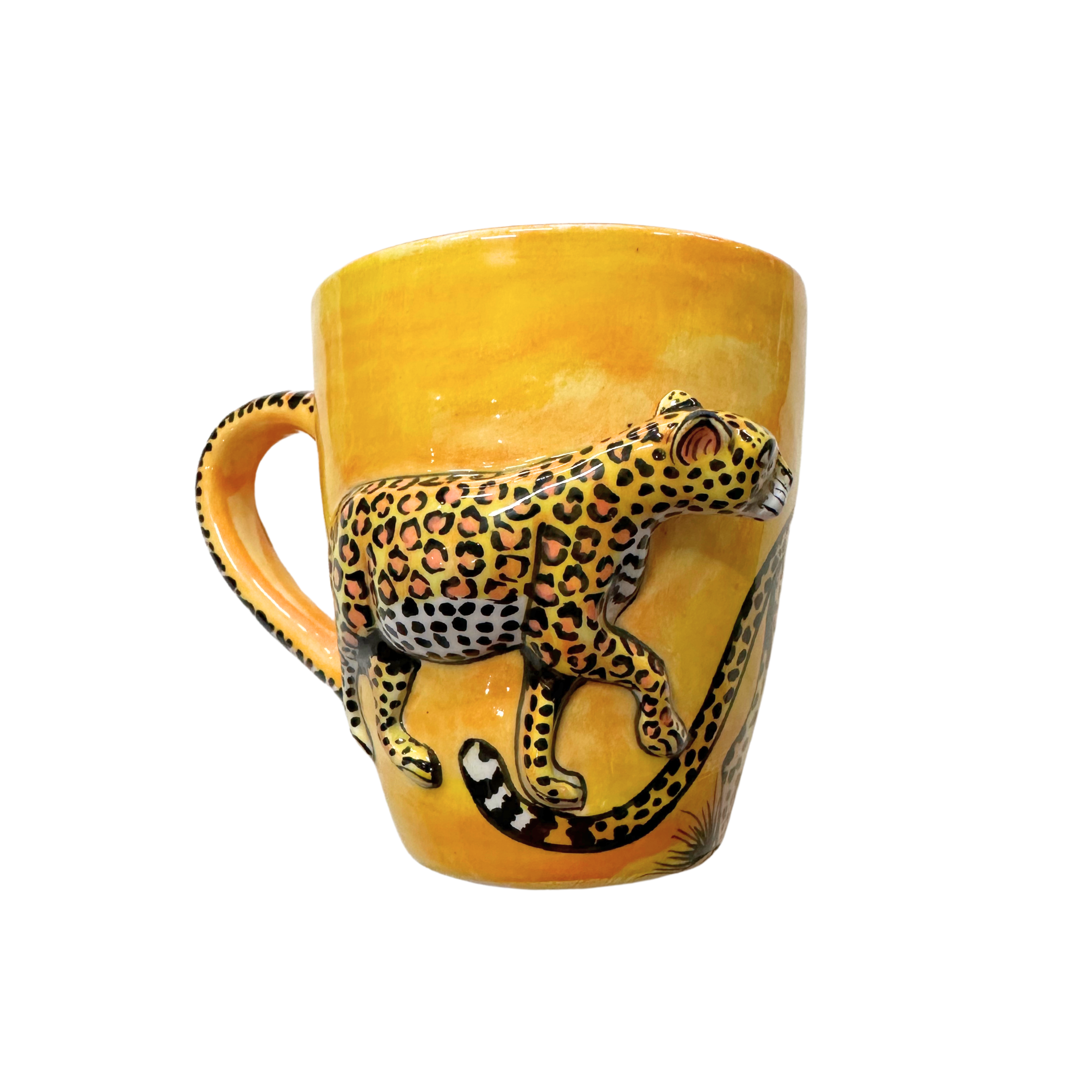 3D Hand Painted Ceramic Leopard Mug