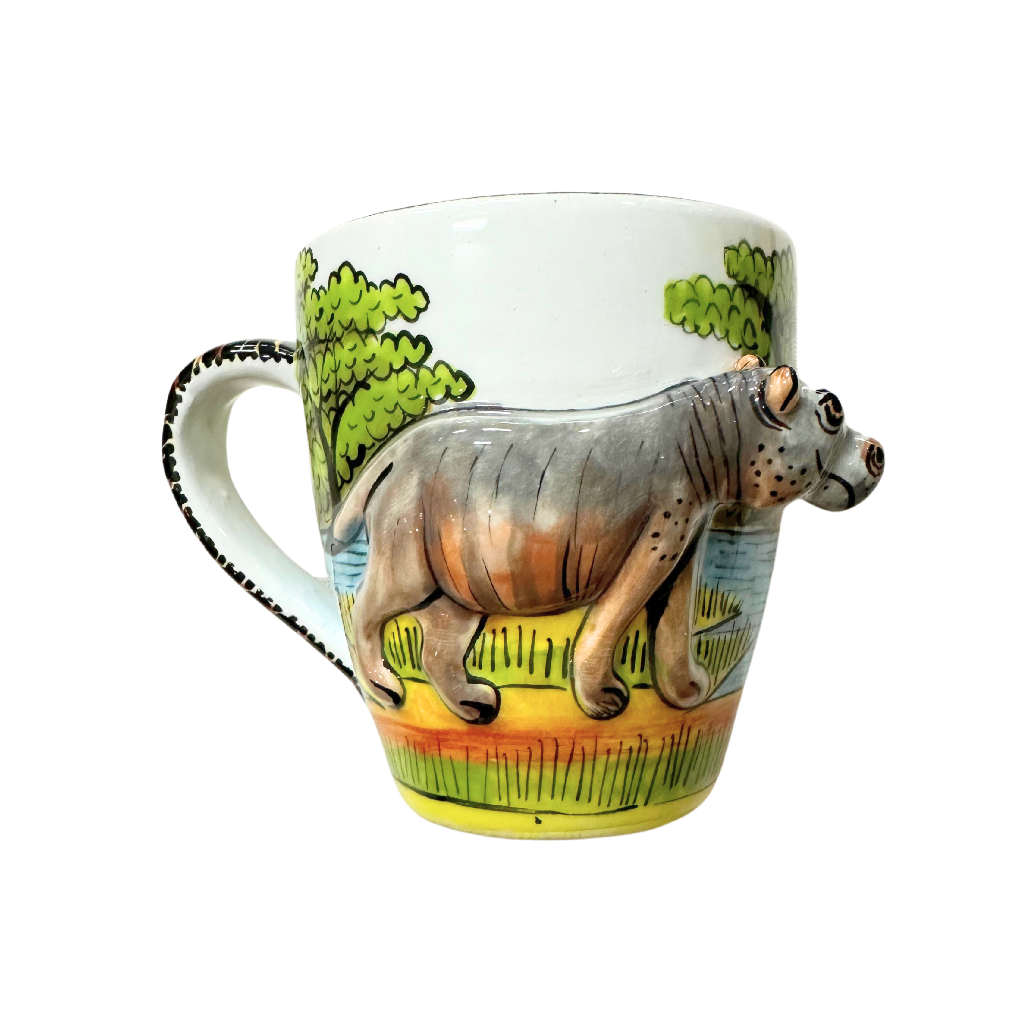 3D Hand Painted Ceramic Hippo Mug