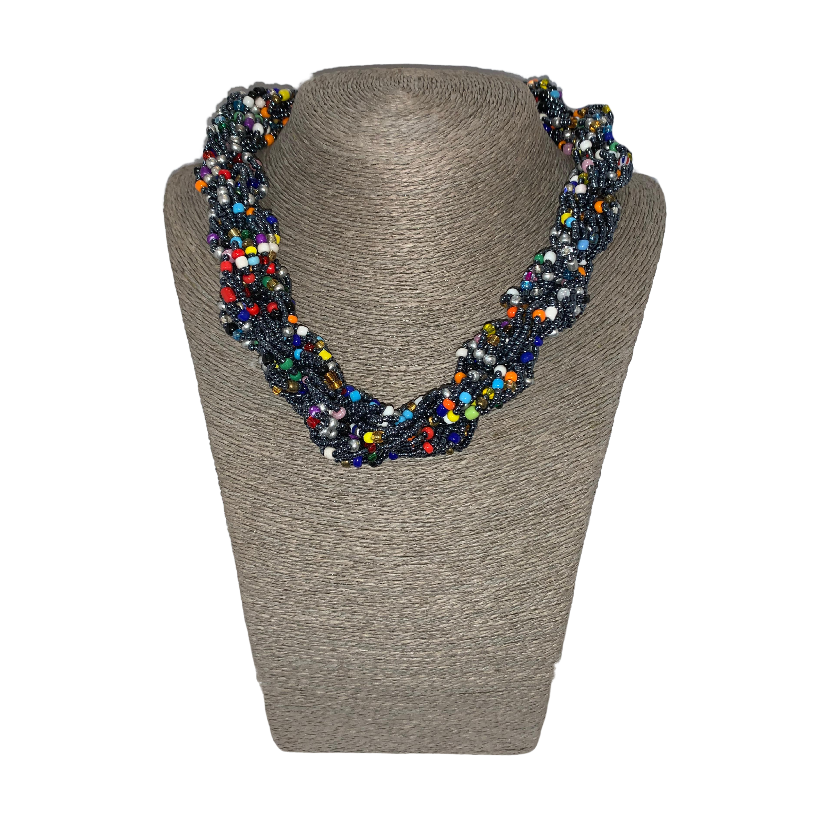 Twisted Zulu Hand Beaded Necklace