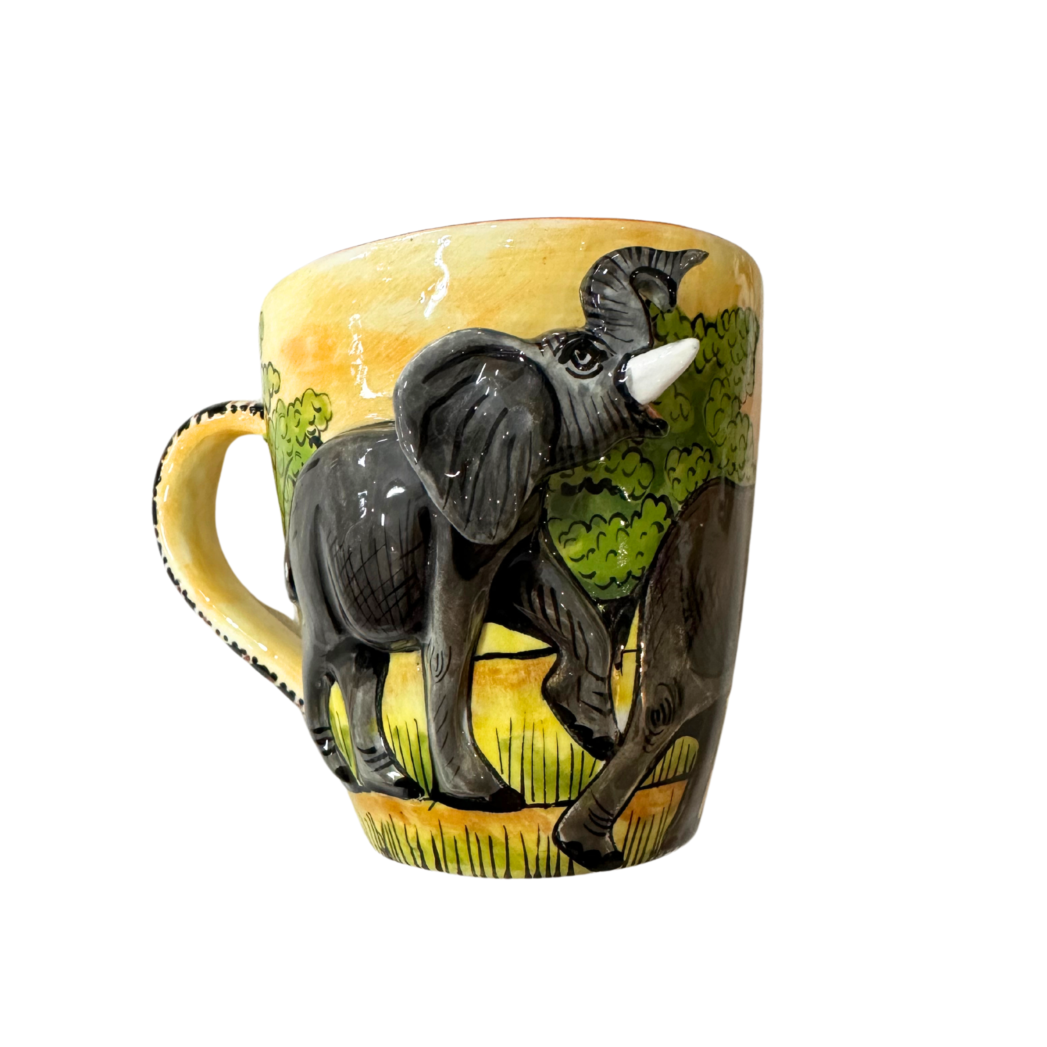 3D Hand Painted Ceramic Elephant Mug