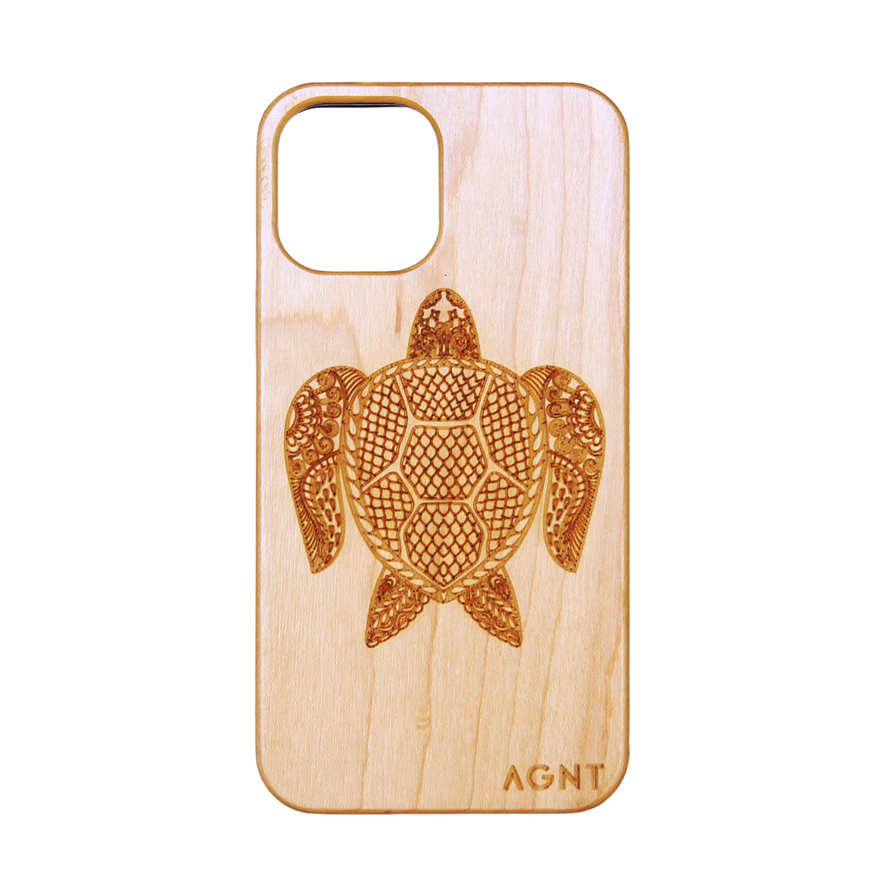 Turtle Engraved Wooden Cellphone Cover