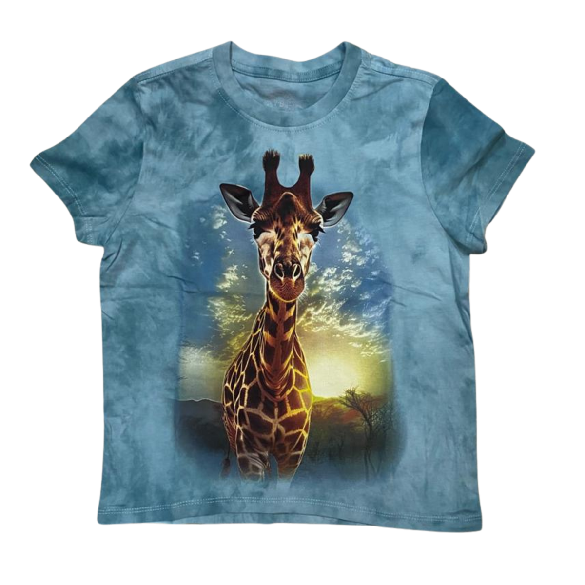 Giraffe Todlers Dyed T-Shirt - Sky Blue