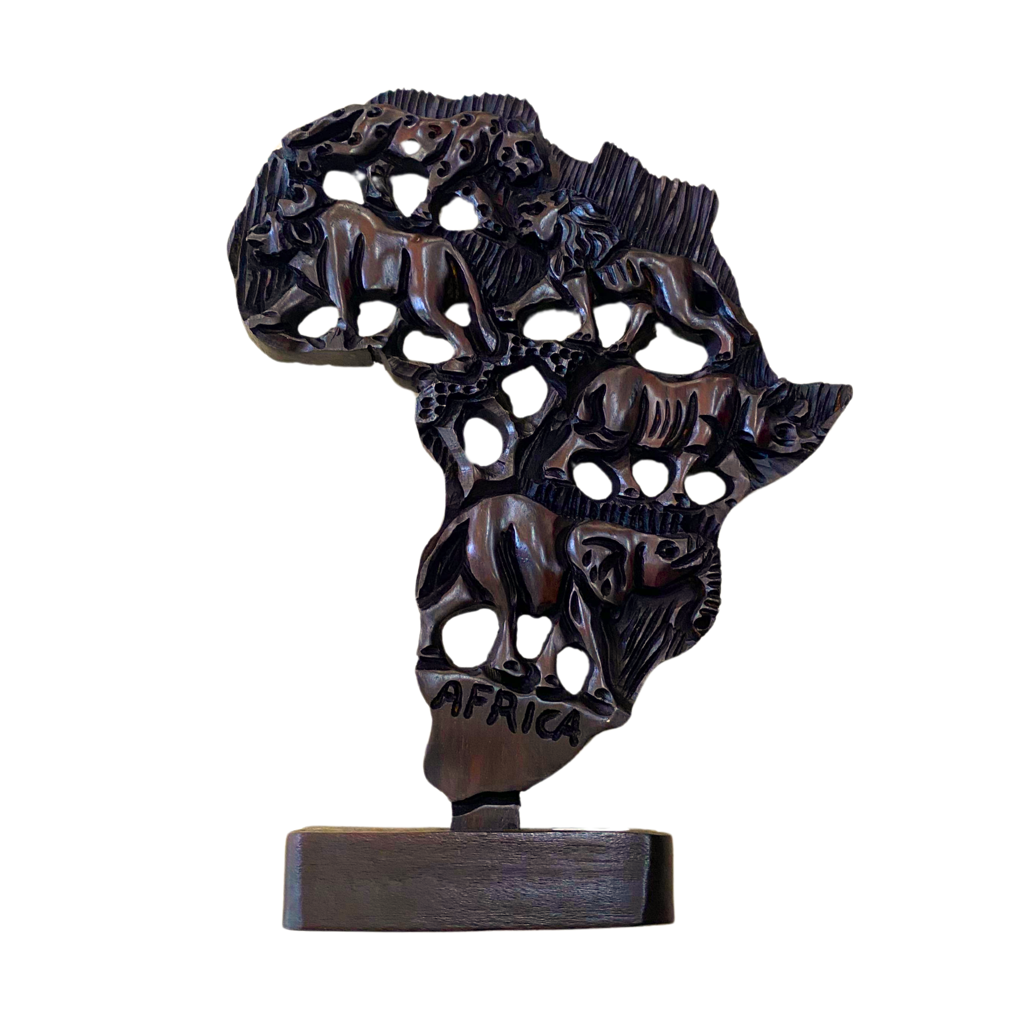 Standing Big 5 Ebony Afica Map (Small)