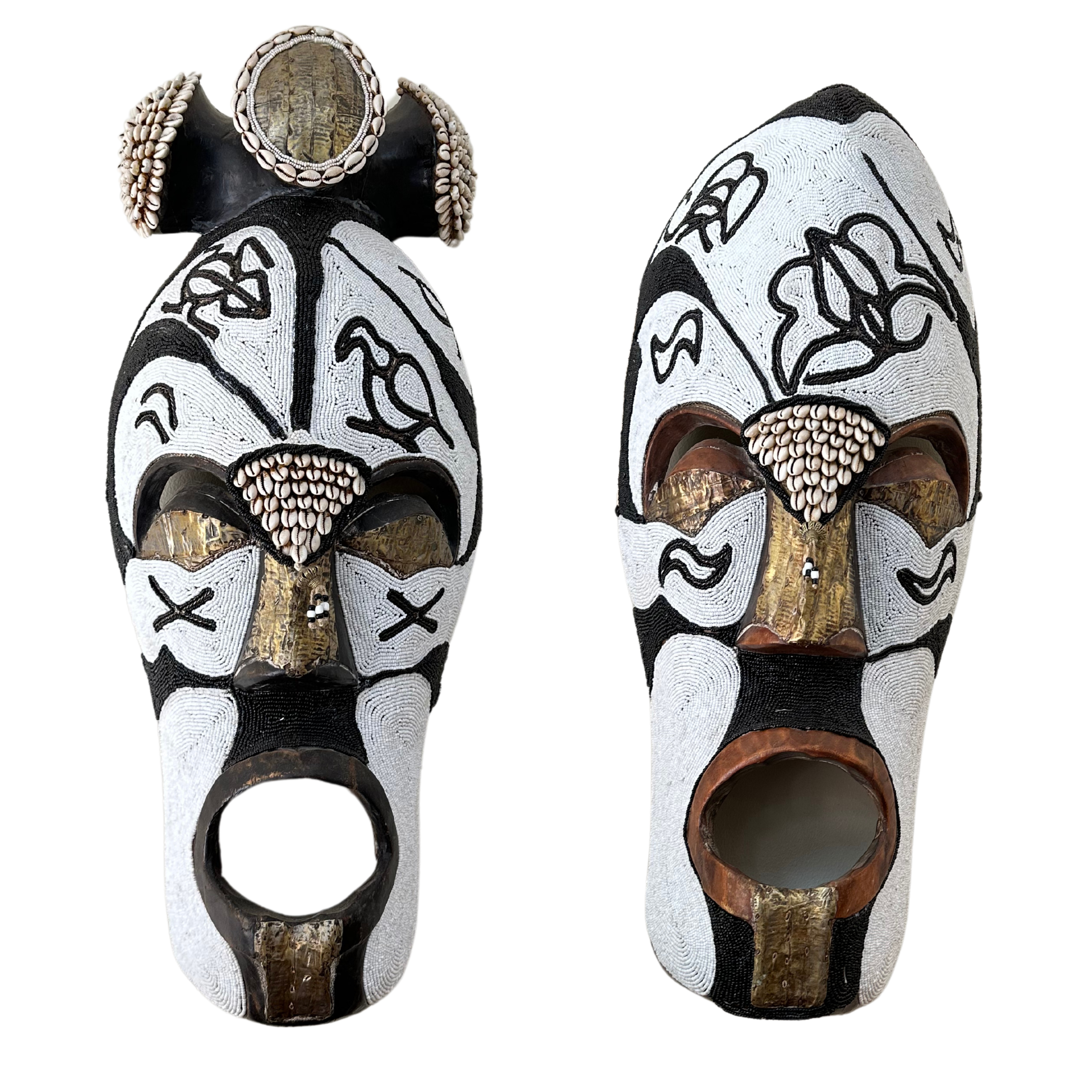 Thick Beaded African Fang Mask