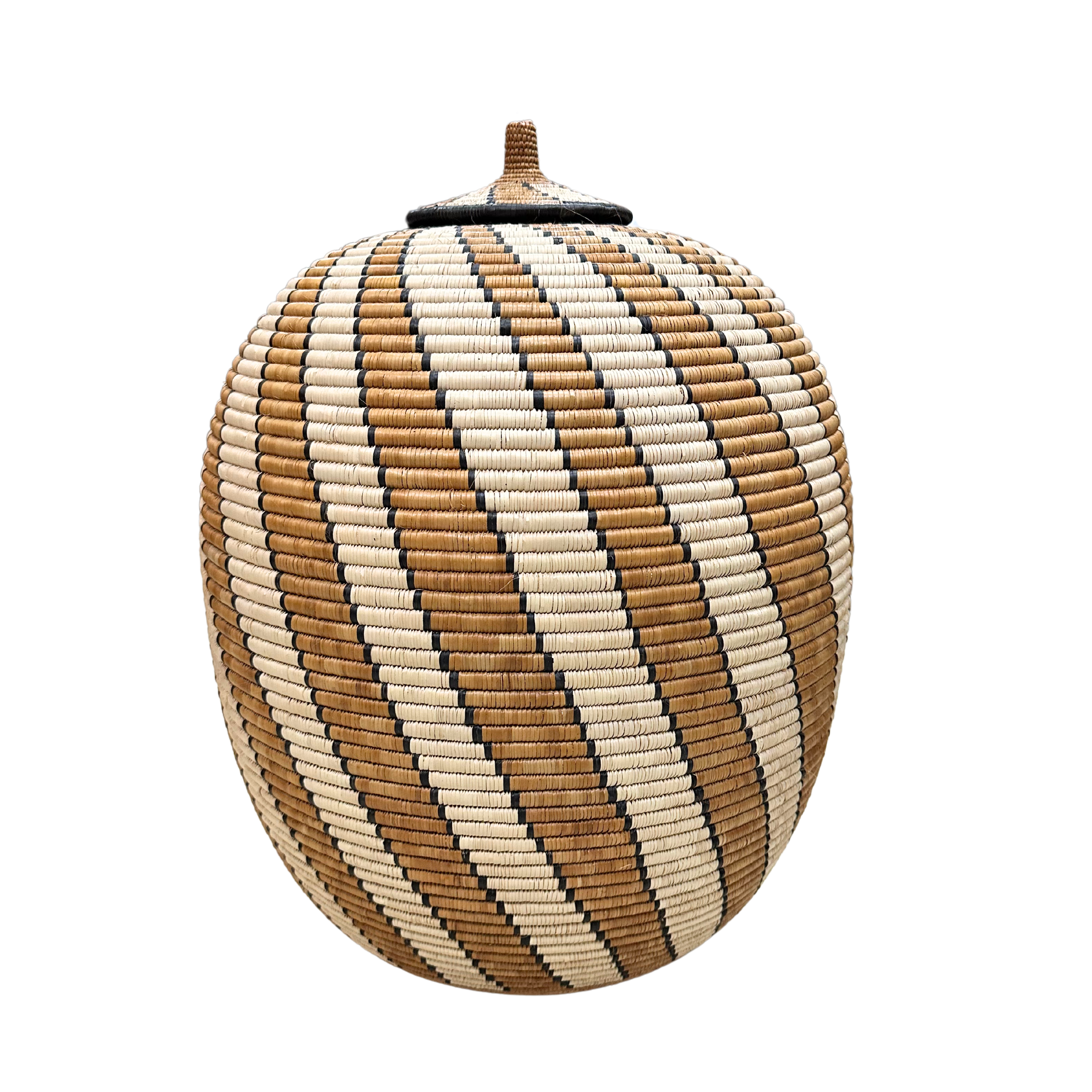 Hand Weaved Striped Zulu Basket