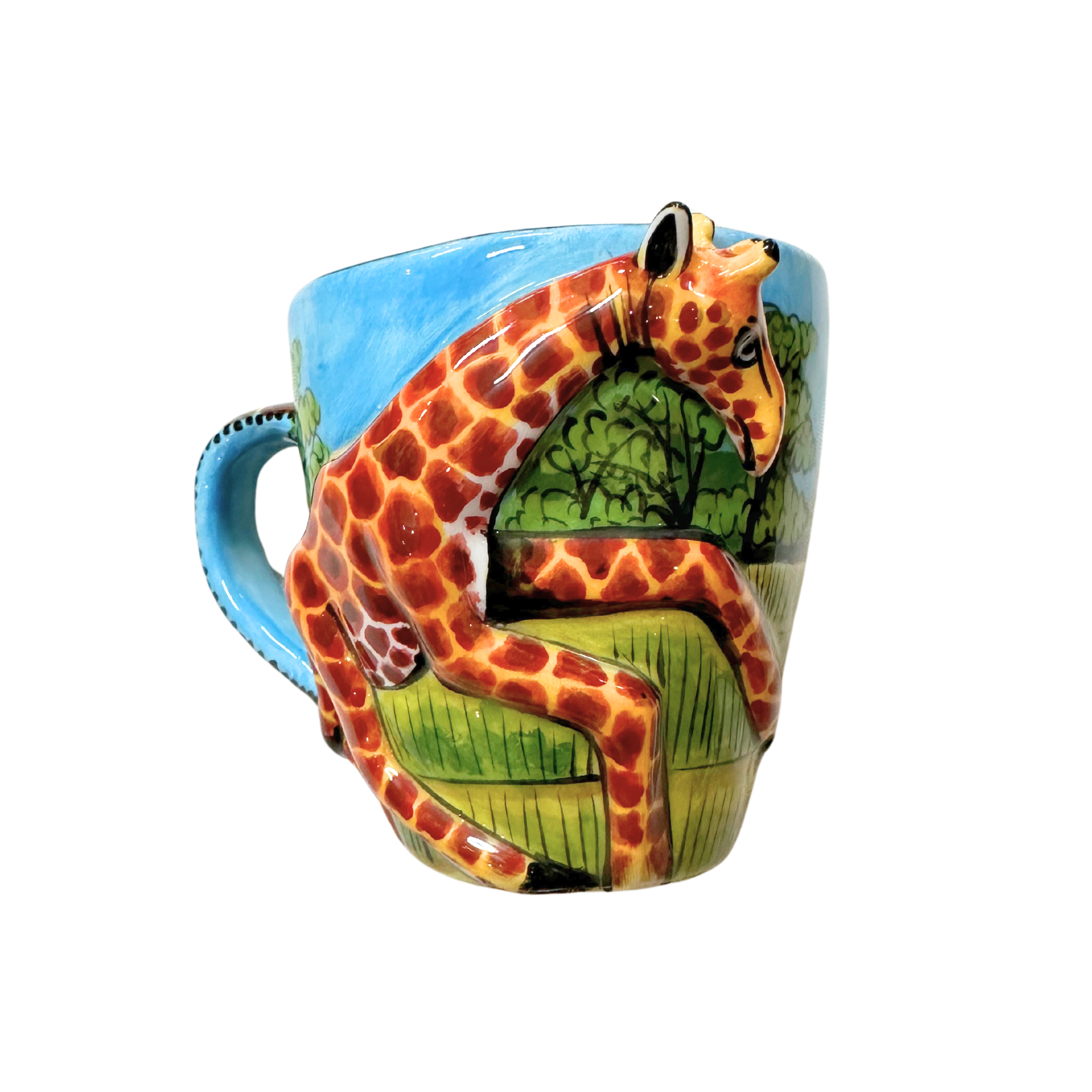 3D Hand Painted Ceramic Giraffe Mug